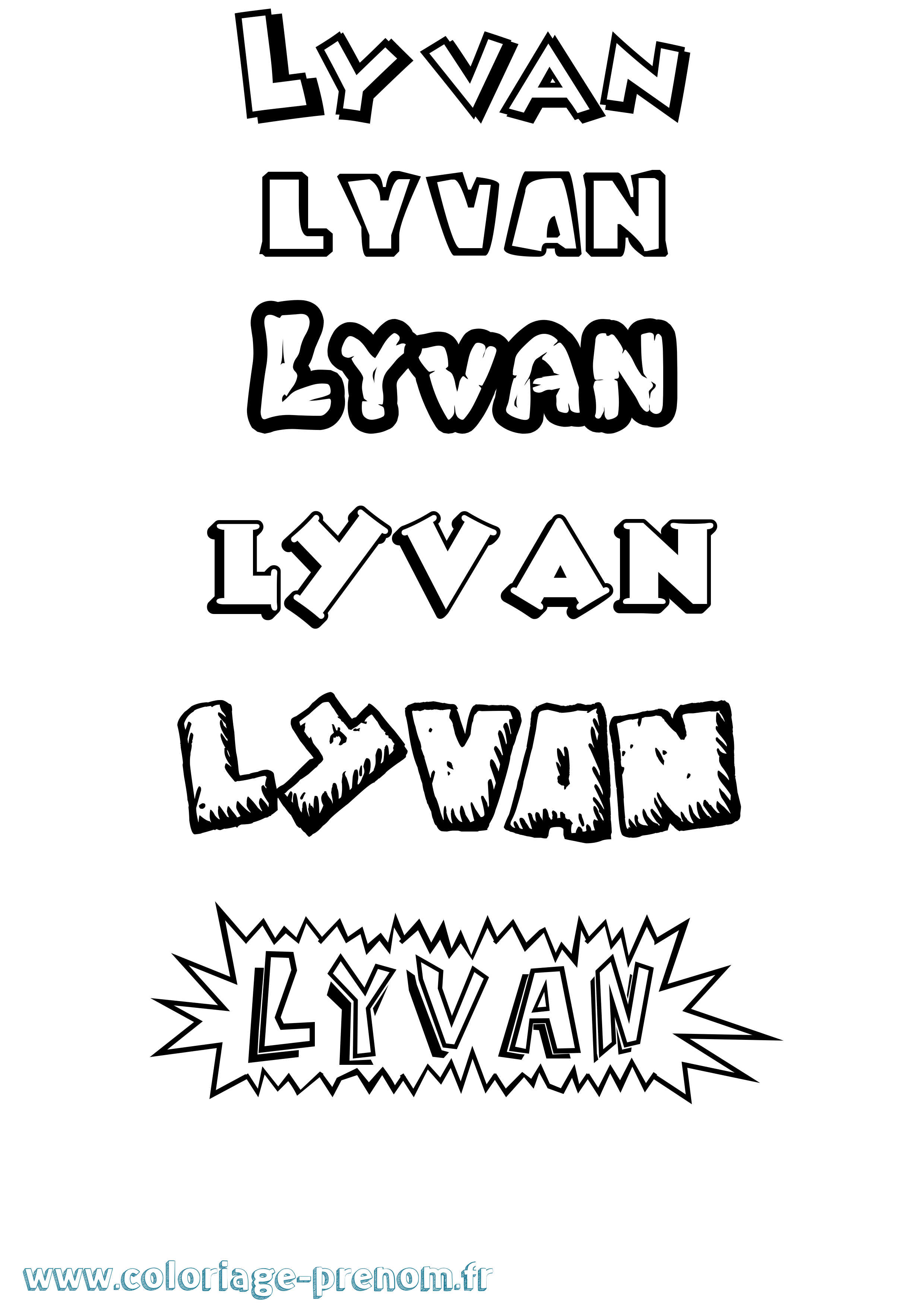 Coloriage Lyvan Dessin Animé Coloriage prénom Lyvan Dessin Animé