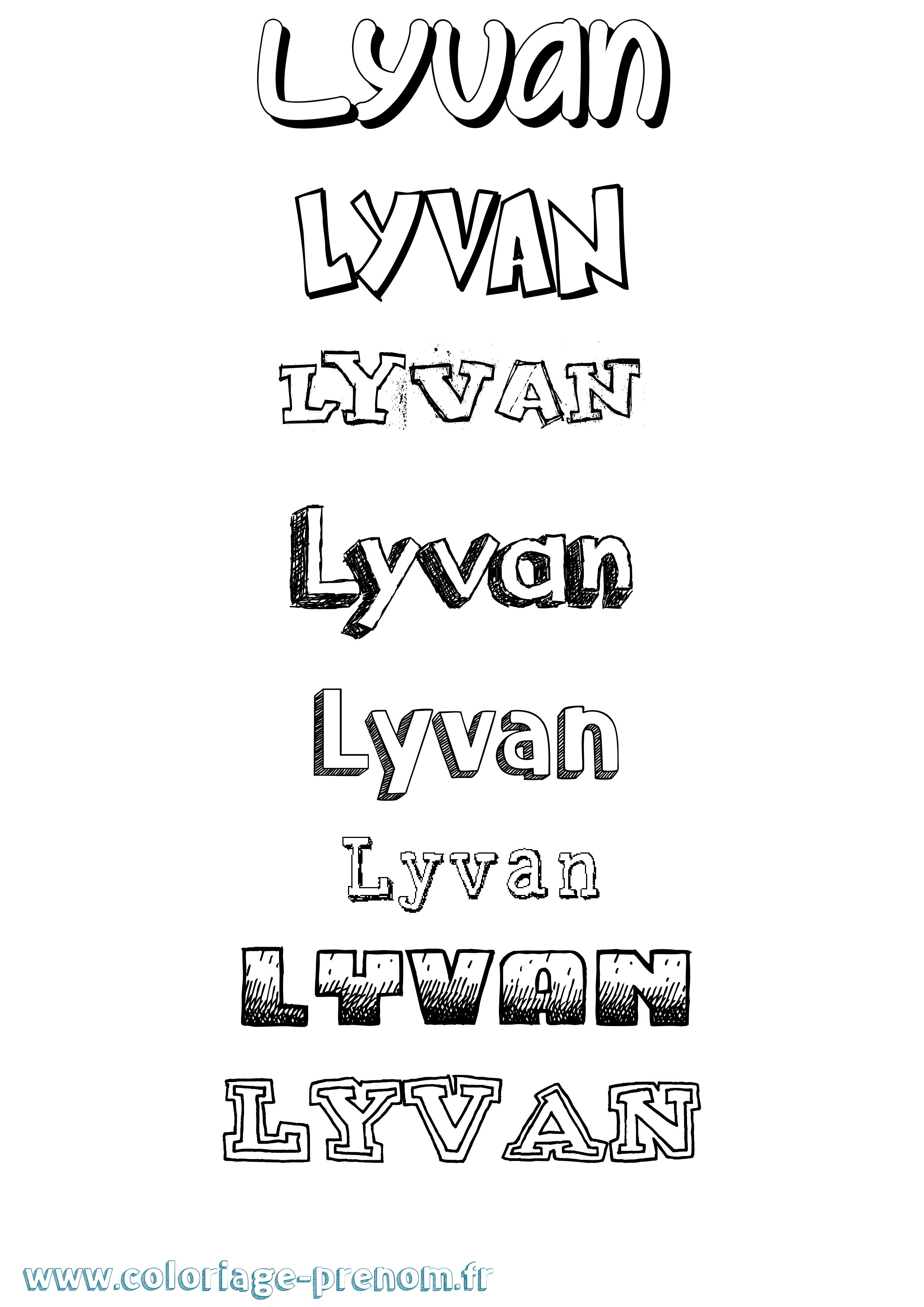 Coloriage Lyvan Dessiné Coloriage prénom Lyvan Dessiné