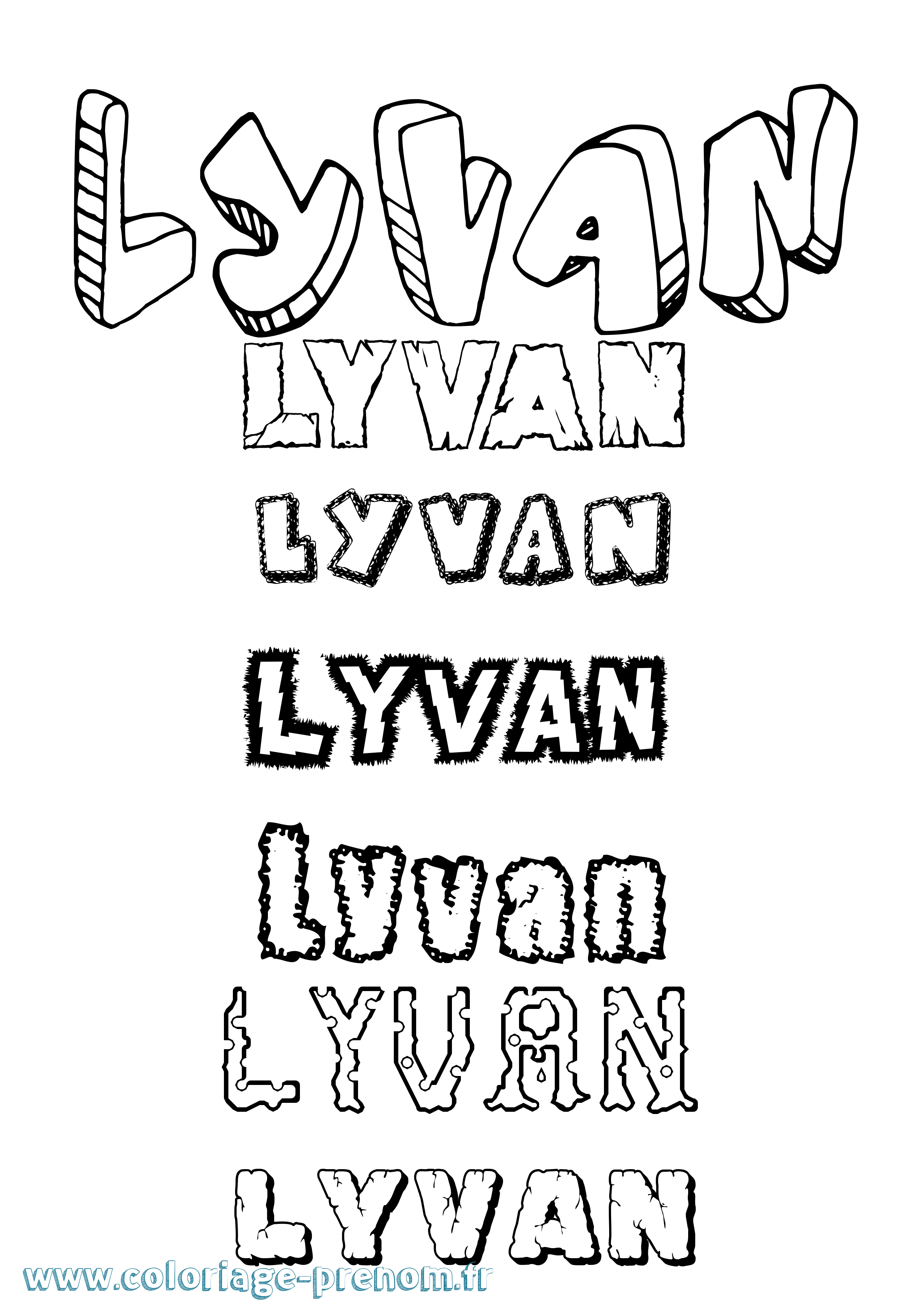 Coloriage Lyvan Destructuré Coloriage prénom Lyvan Destructuré