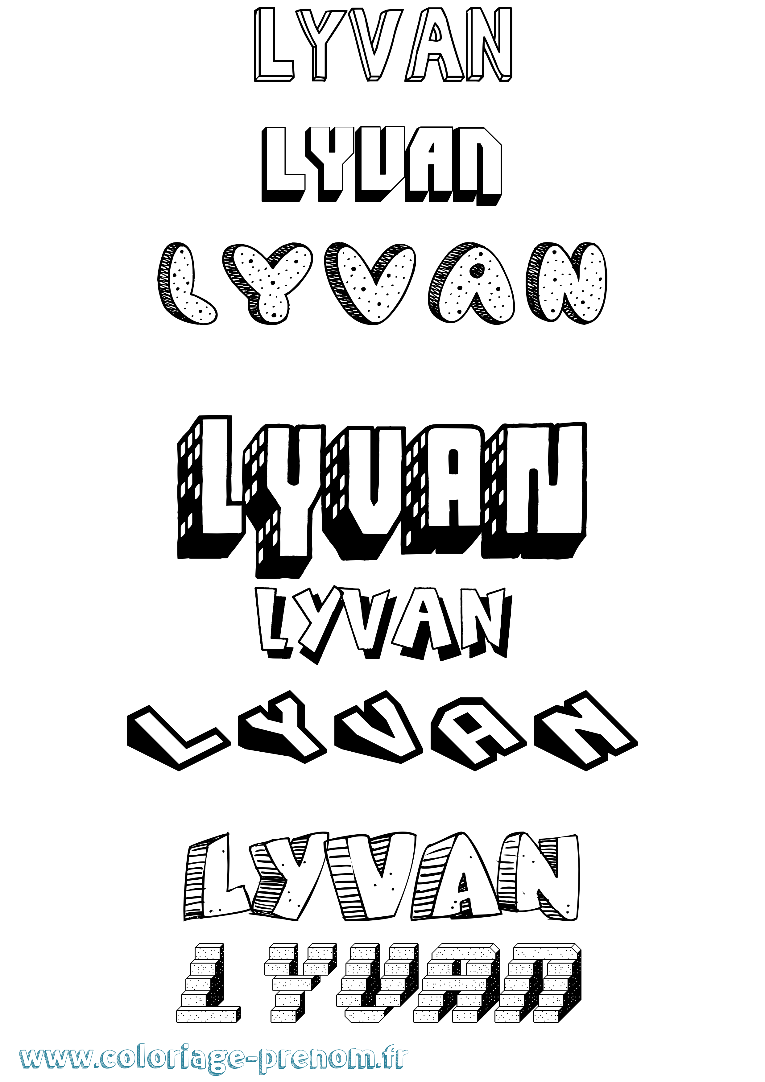 Coloriage Lyvan Effet 3D Coloriage prénom Lyvan Effet 3D