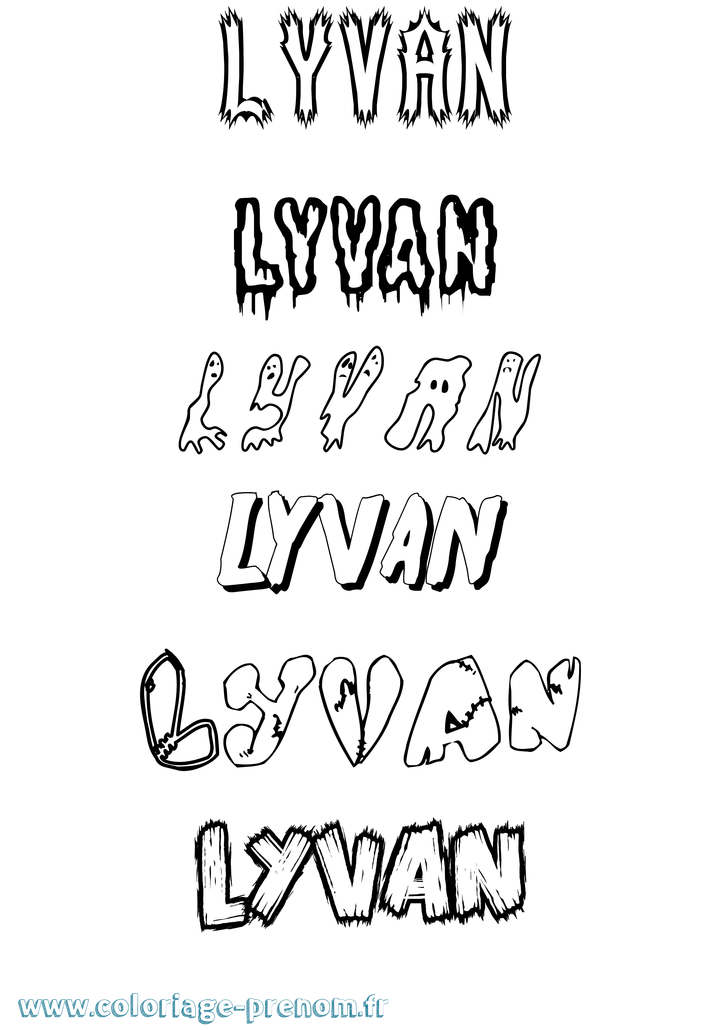 Coloriage Lyvan Frisson Coloriage prénom Lyvan Frisson