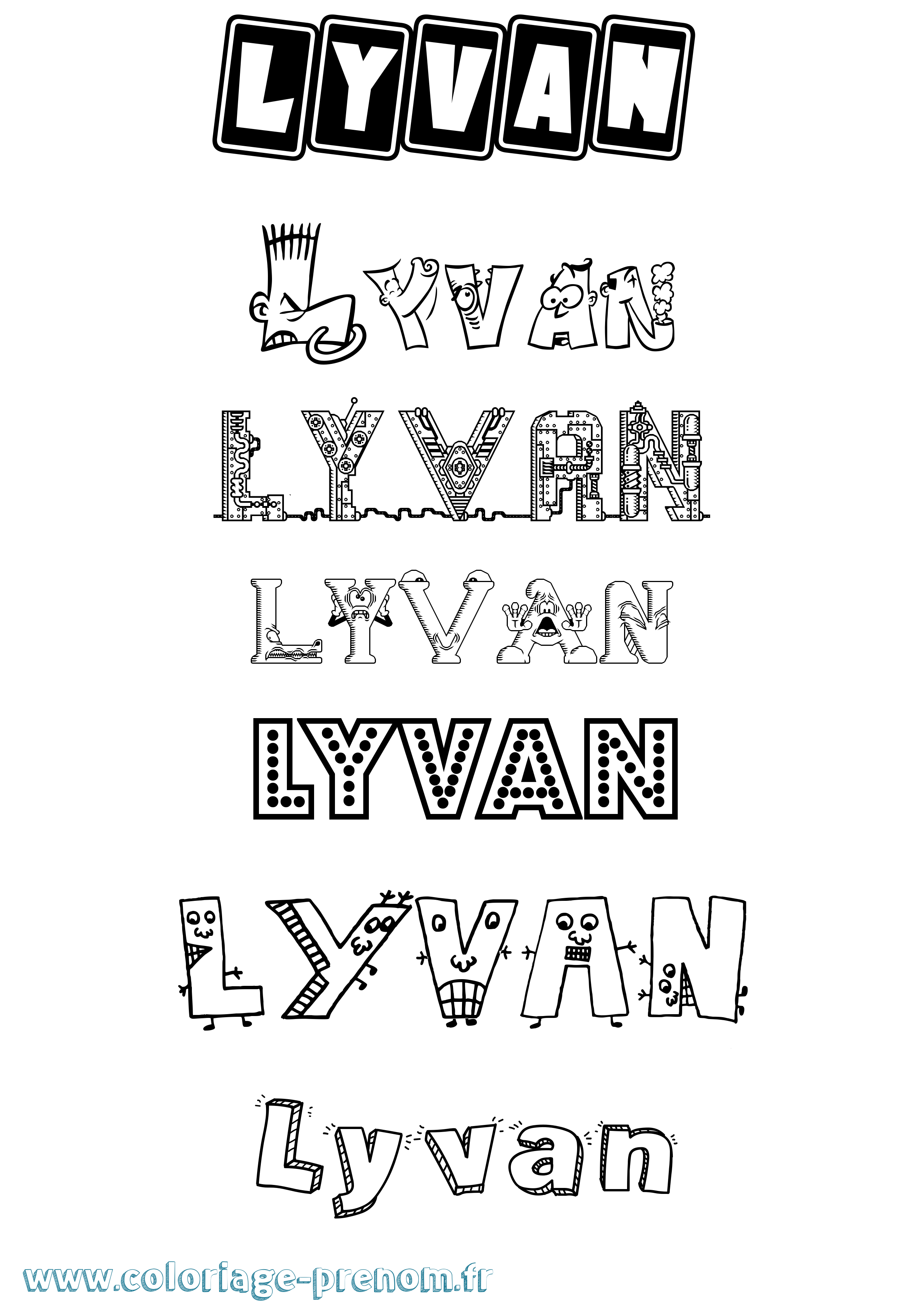 Coloriage Lyvan Fun Coloriage prénom Lyvan Fun