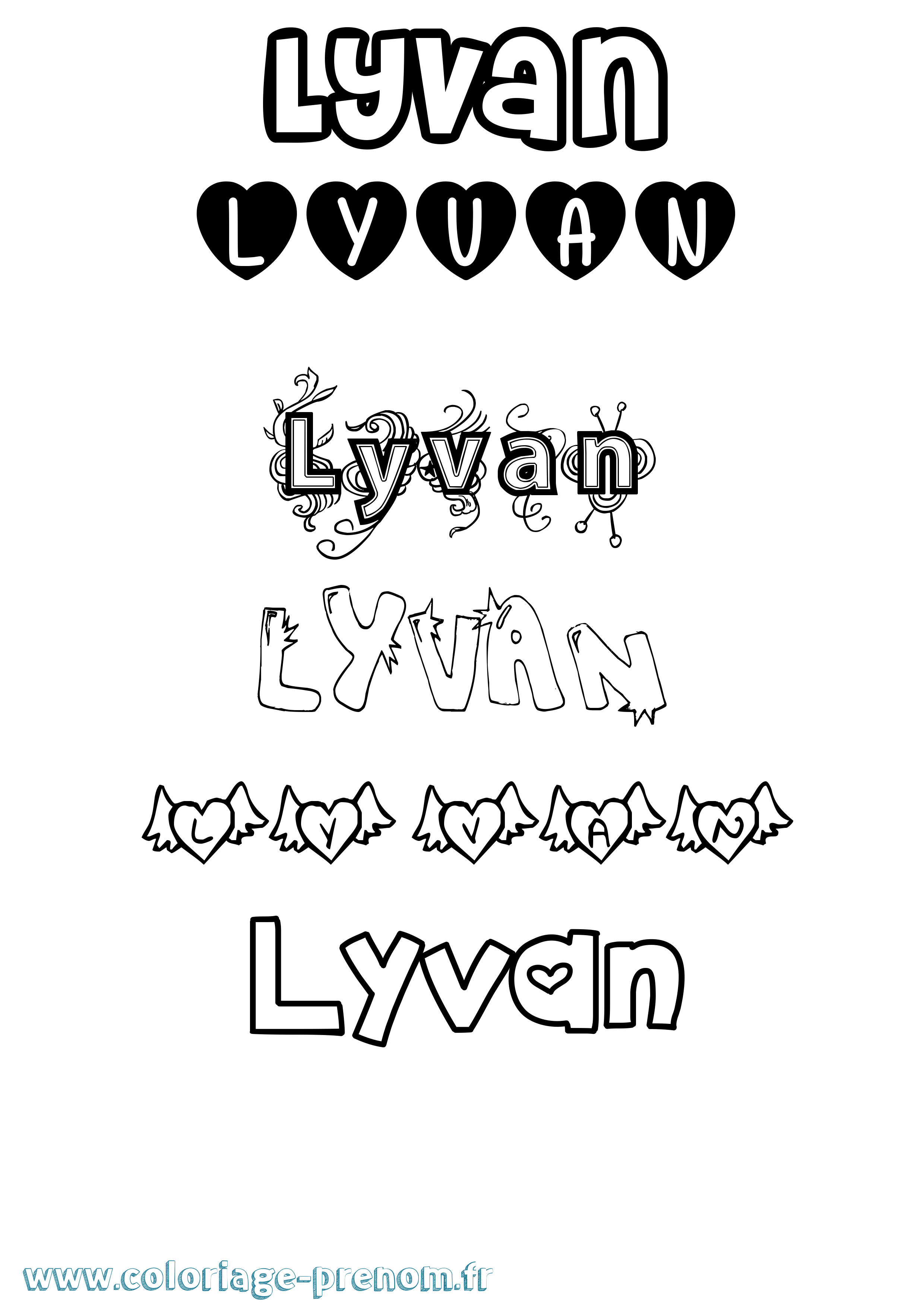 Coloriage Lyvan Girly Coloriage prénom Lyvan Girly