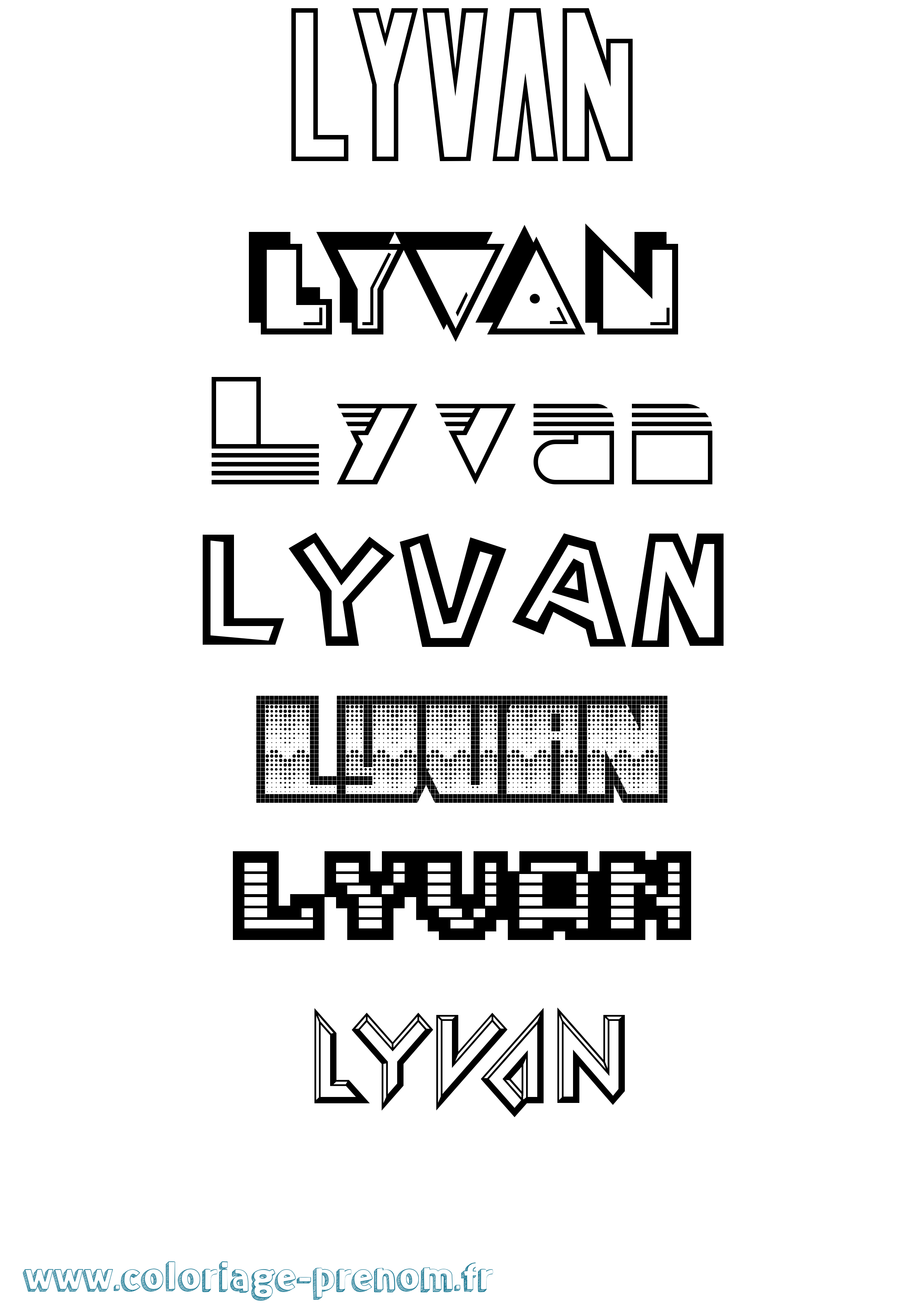 Coloriage Lyvan Jeux Vidéos Coloriage prénom Lyvan Jeux Vidéos