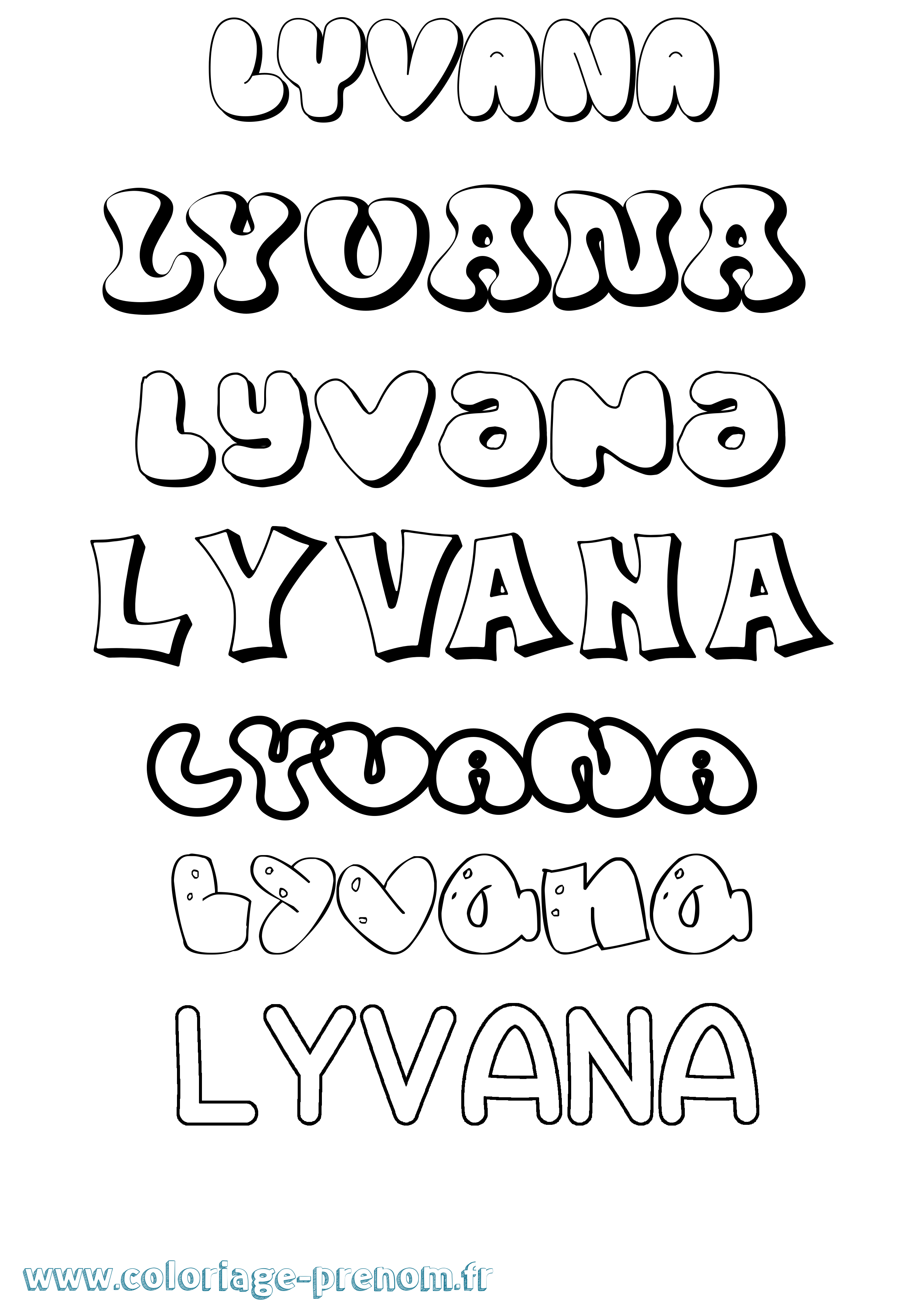 Coloriage Lyvana Bubble Coloriage prénom Lyvana Bubble