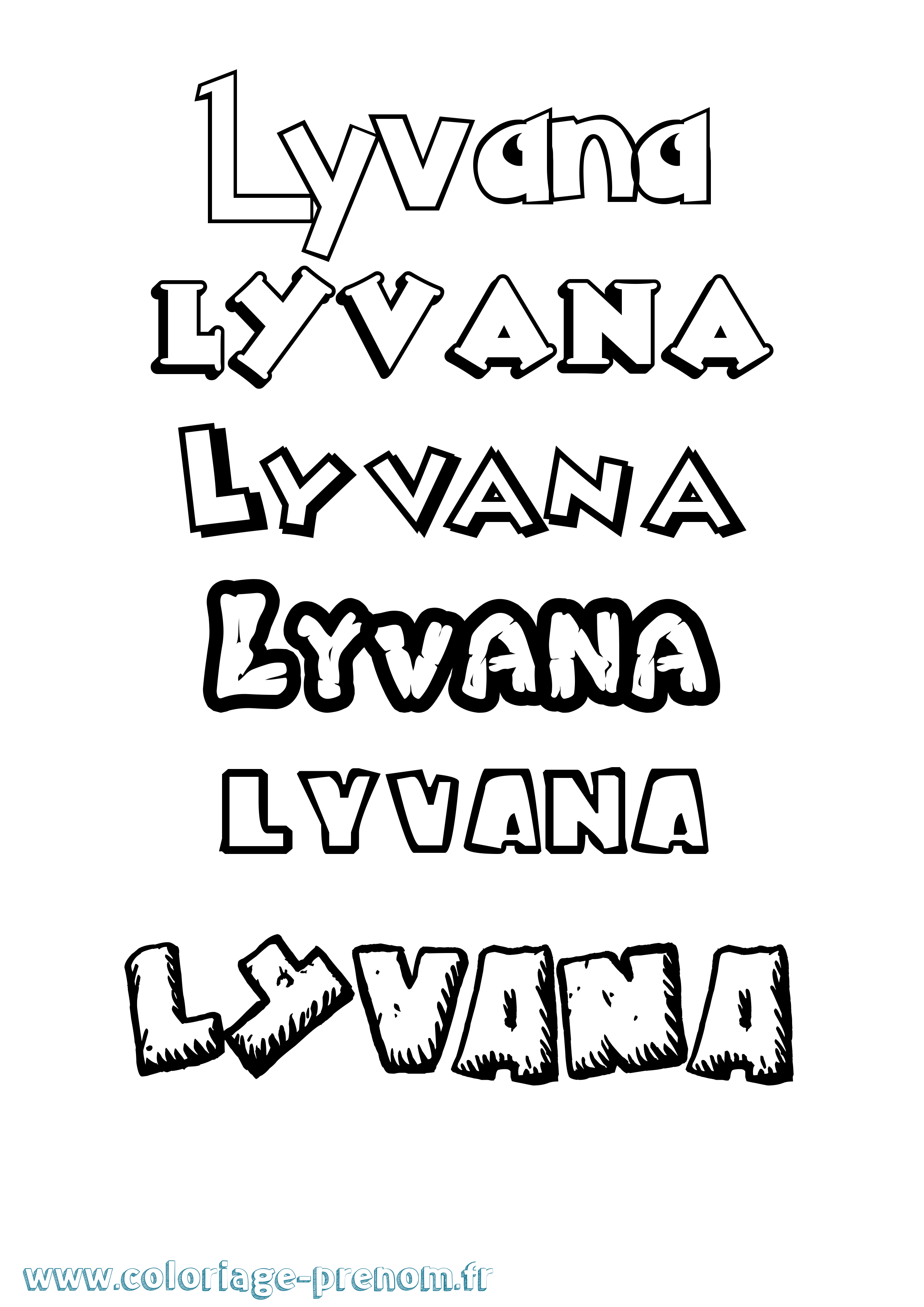 Coloriage Lyvana Dessin Animé Coloriage prénom Lyvana Dessin Animé