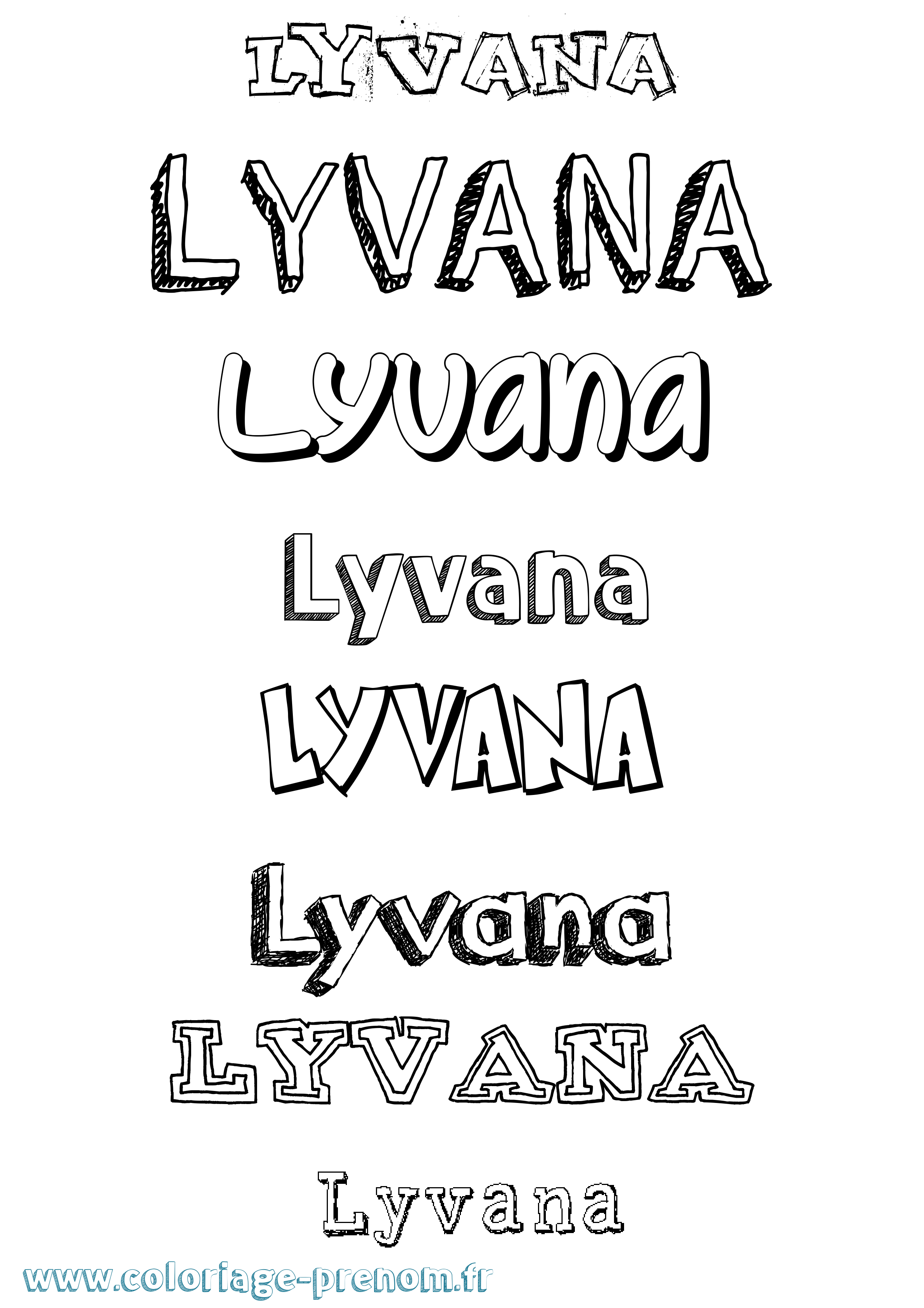 Coloriage Lyvana Dessiné Coloriage prénom Lyvana Dessiné