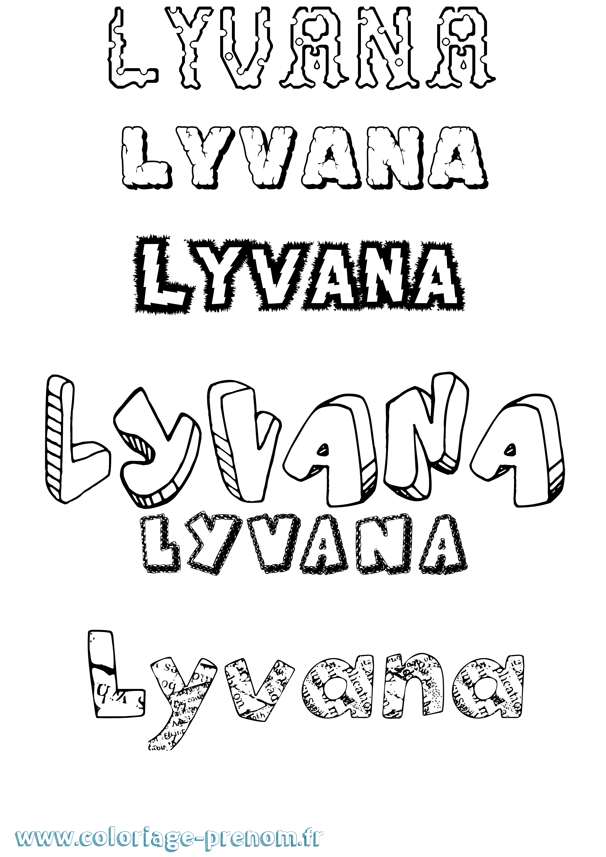 Coloriage Lyvana Destructuré Coloriage prénom Lyvana Destructuré