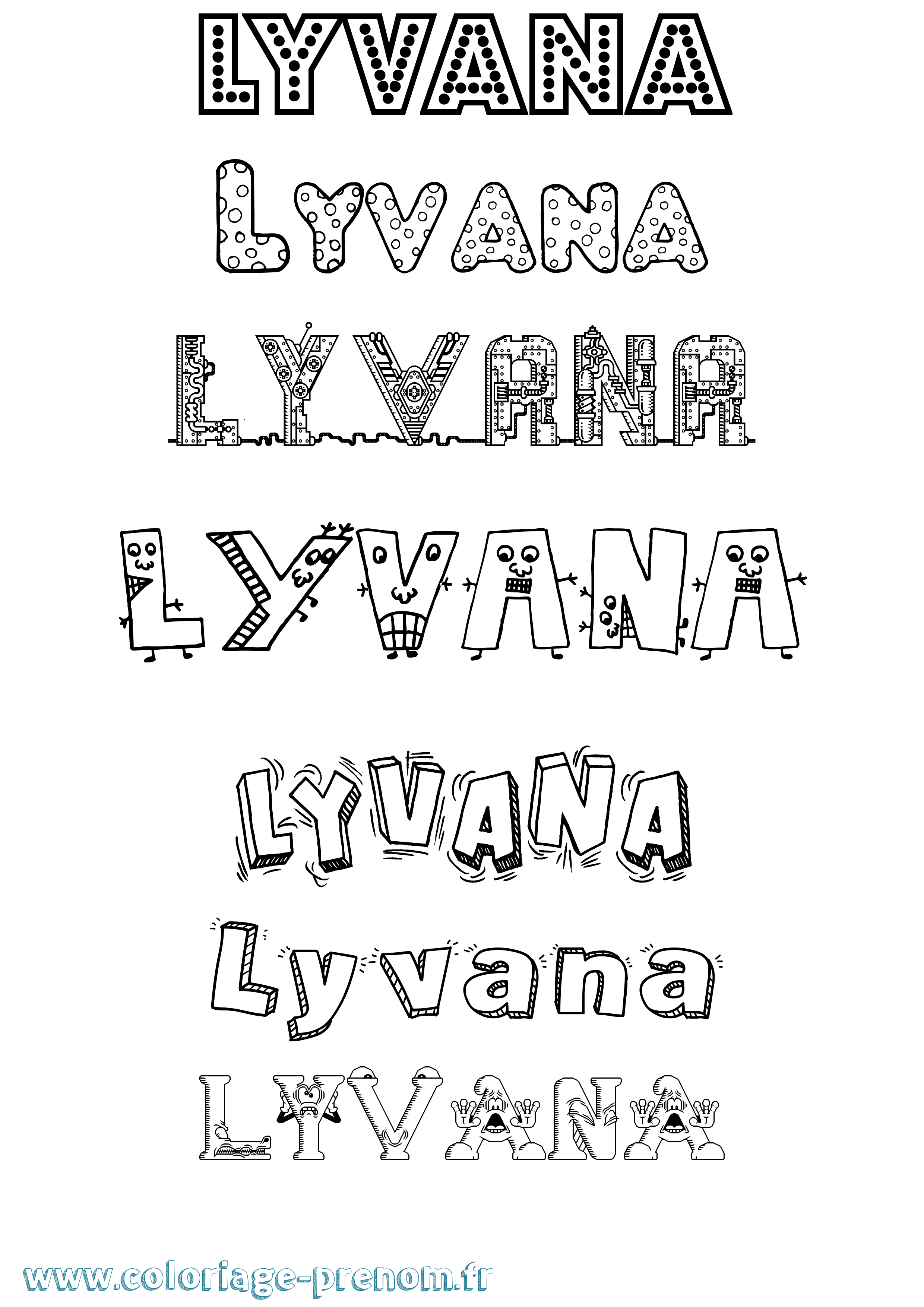 Coloriage Lyvana Fun Coloriage prénom Lyvana Fun