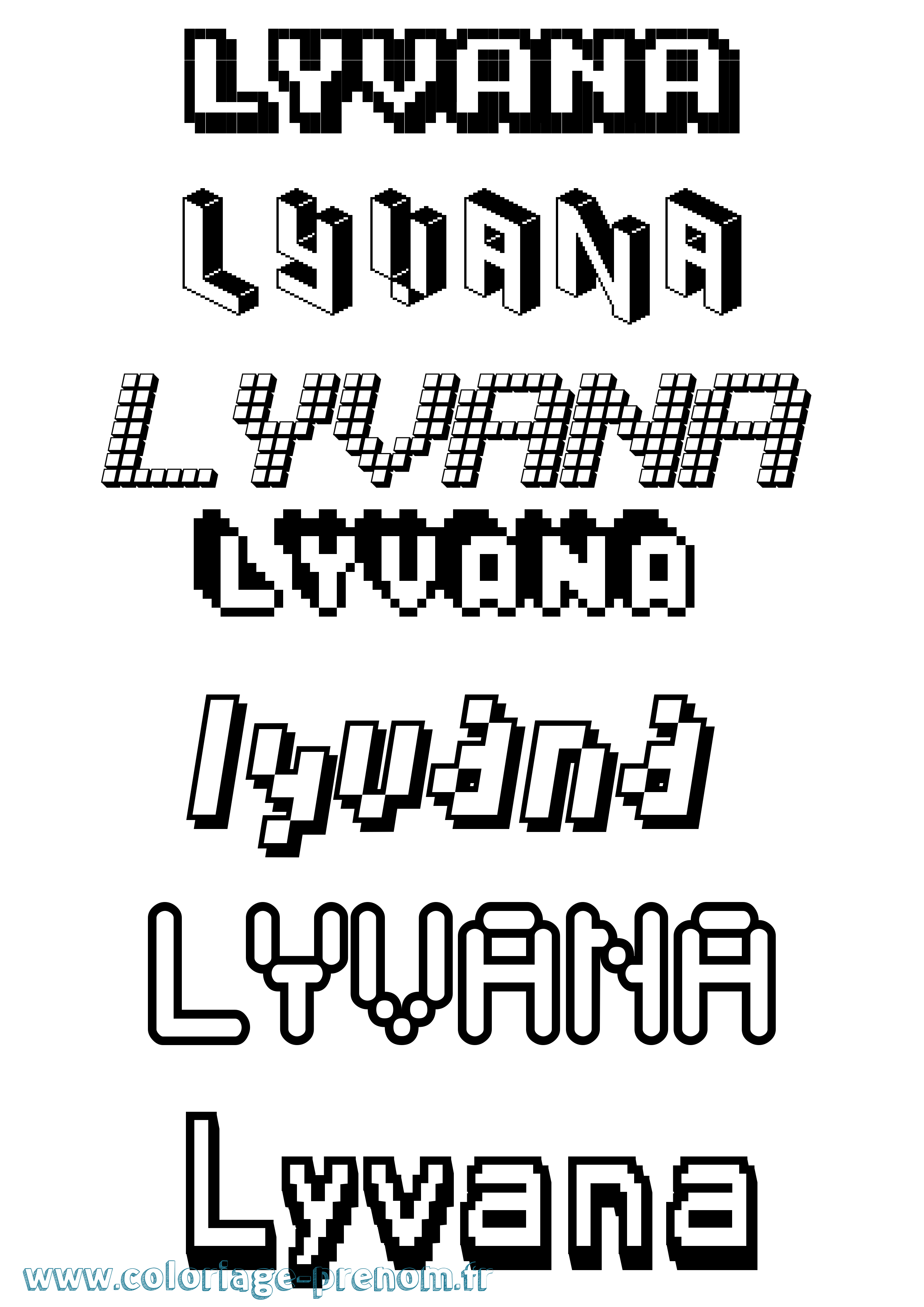 Coloriage Lyvana Pixel Coloriage prénom Lyvana Pixel