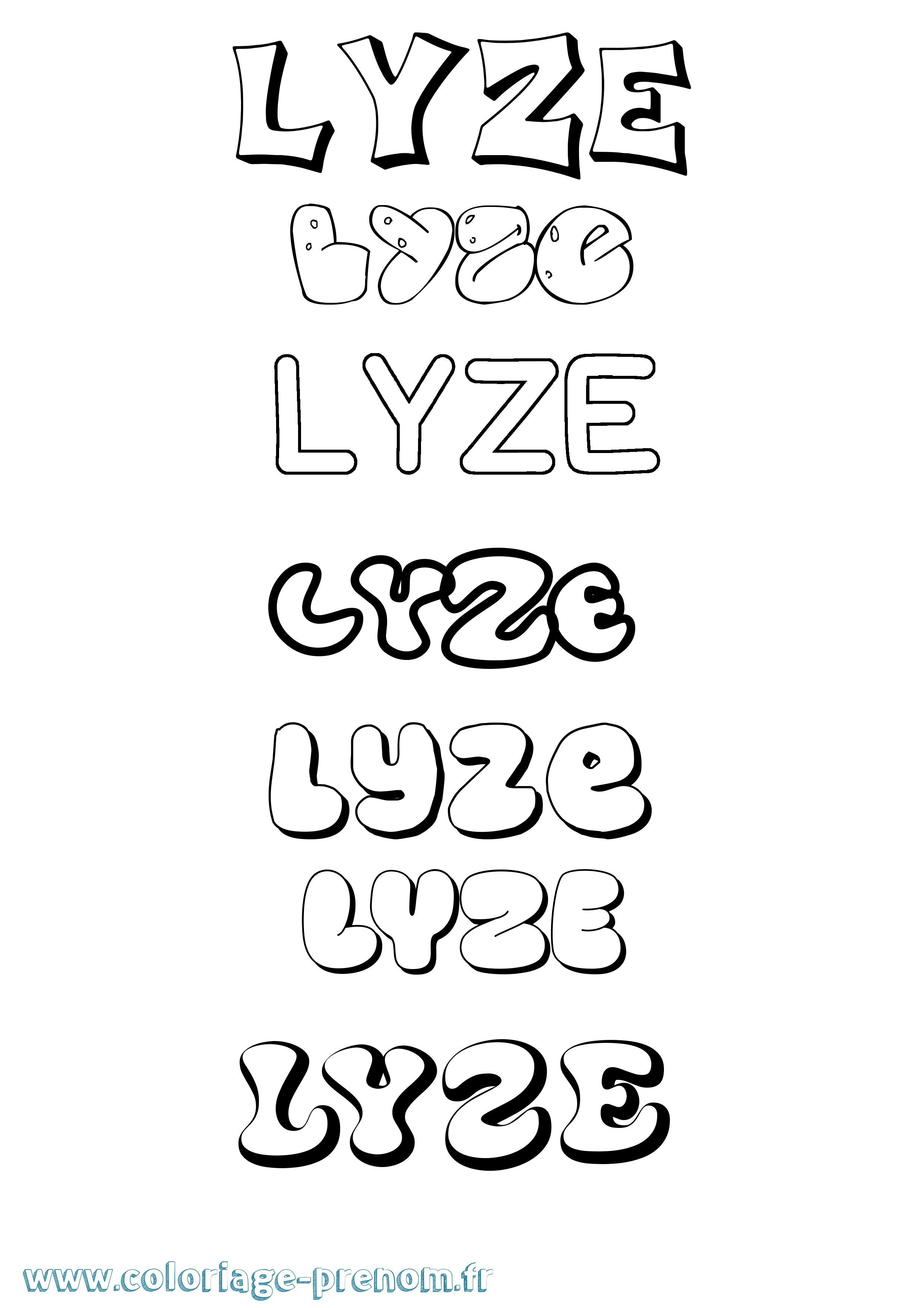 Coloriage Lyze Bubble Coloriage prénom Lyze Bubble