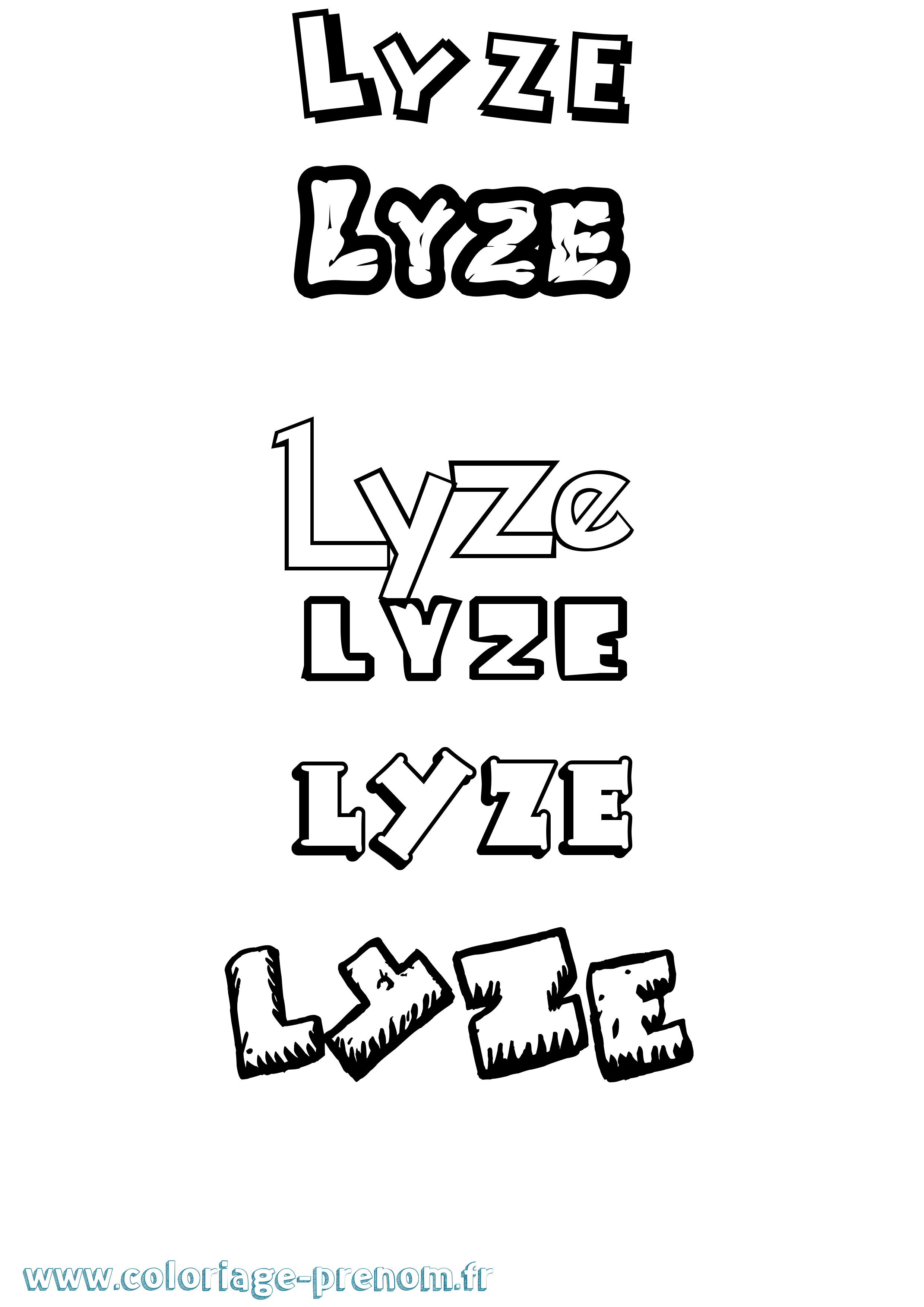 Coloriage Lyze Dessin Animé Coloriage prénom Lyze Dessin Animé