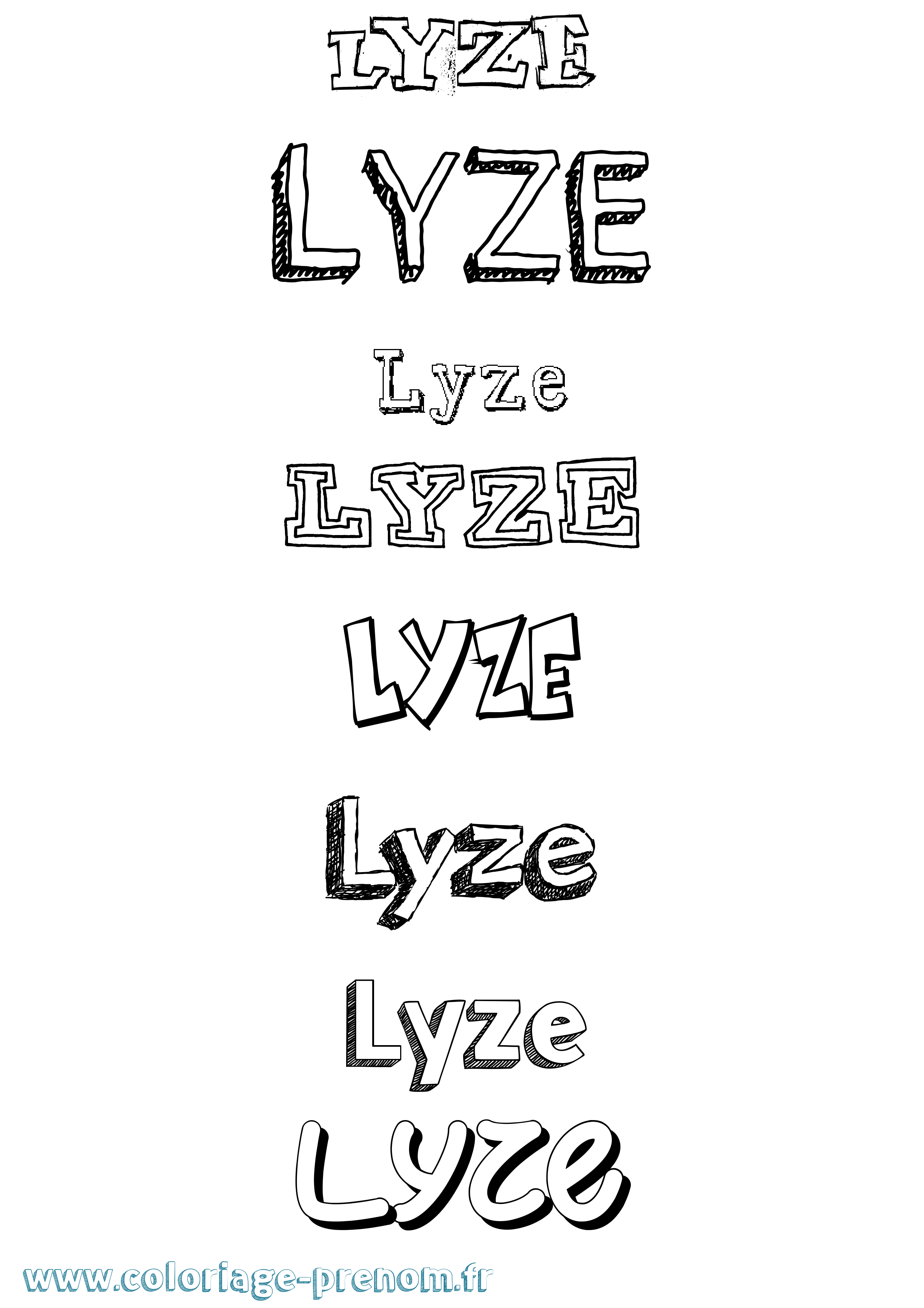 Coloriage Lyze Dessiné Coloriage prénom Lyze Dessiné