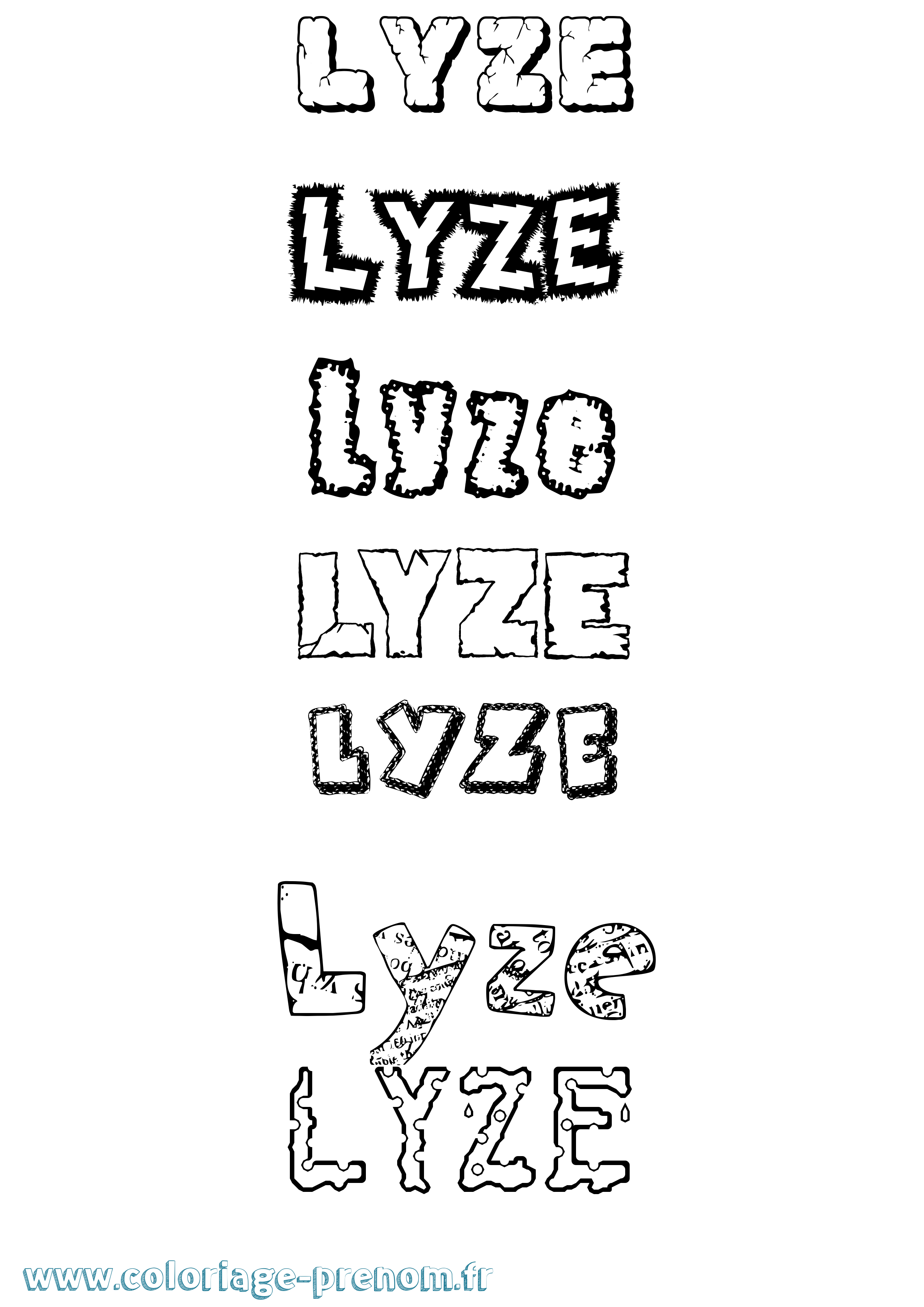 Coloriage Lyze Destructuré Coloriage prénom Lyze Destructuré