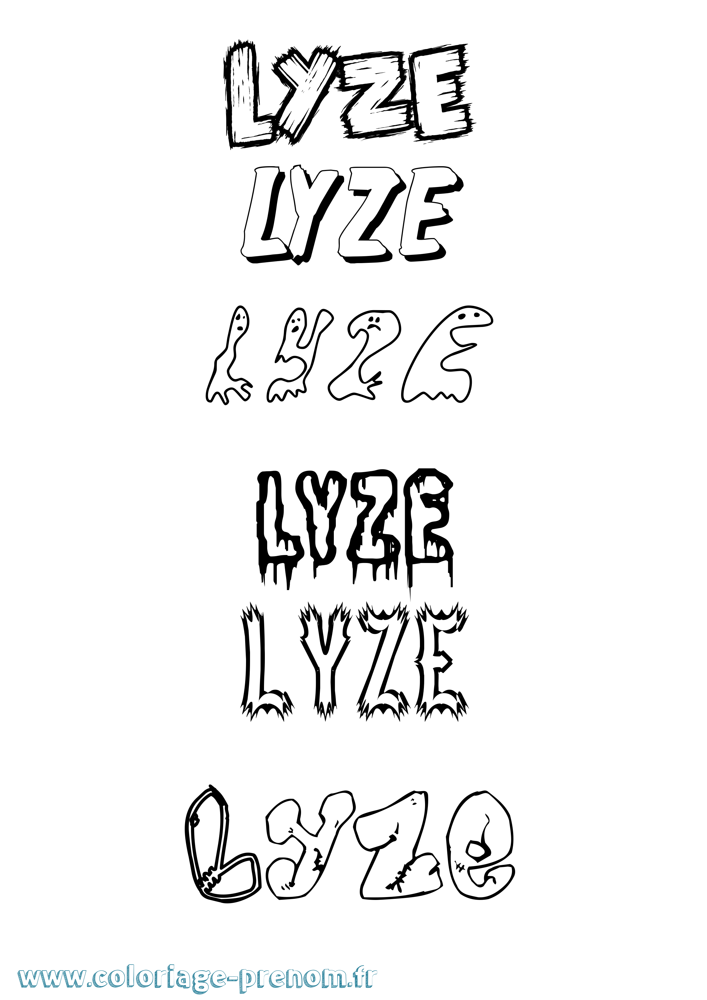 Coloriage Lyze Frisson Coloriage prénom Lyze Frisson