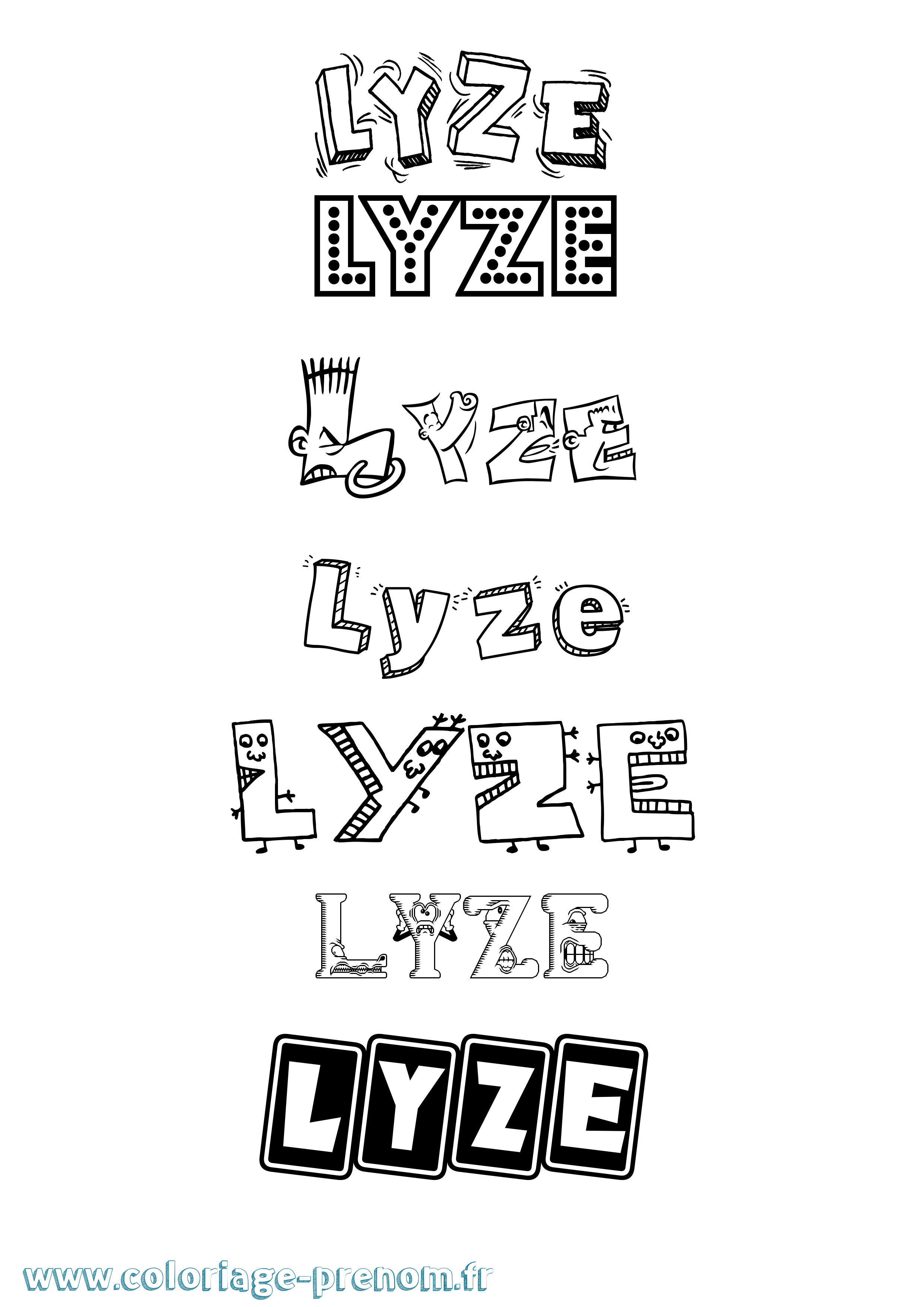 Coloriage Lyze Fun Coloriage prénom Lyze Fun