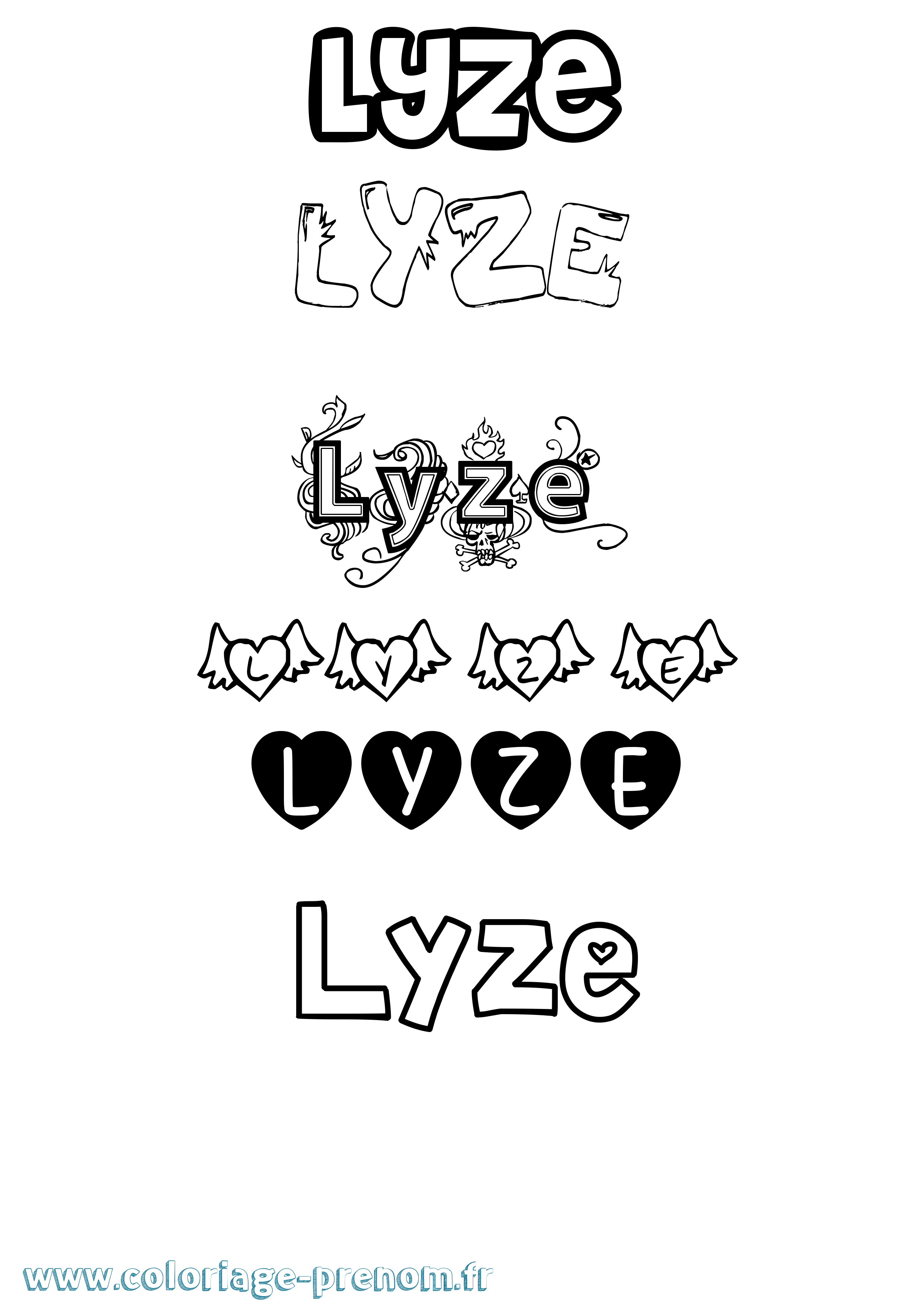 Coloriage Lyze Girly Coloriage prénom Lyze Girly