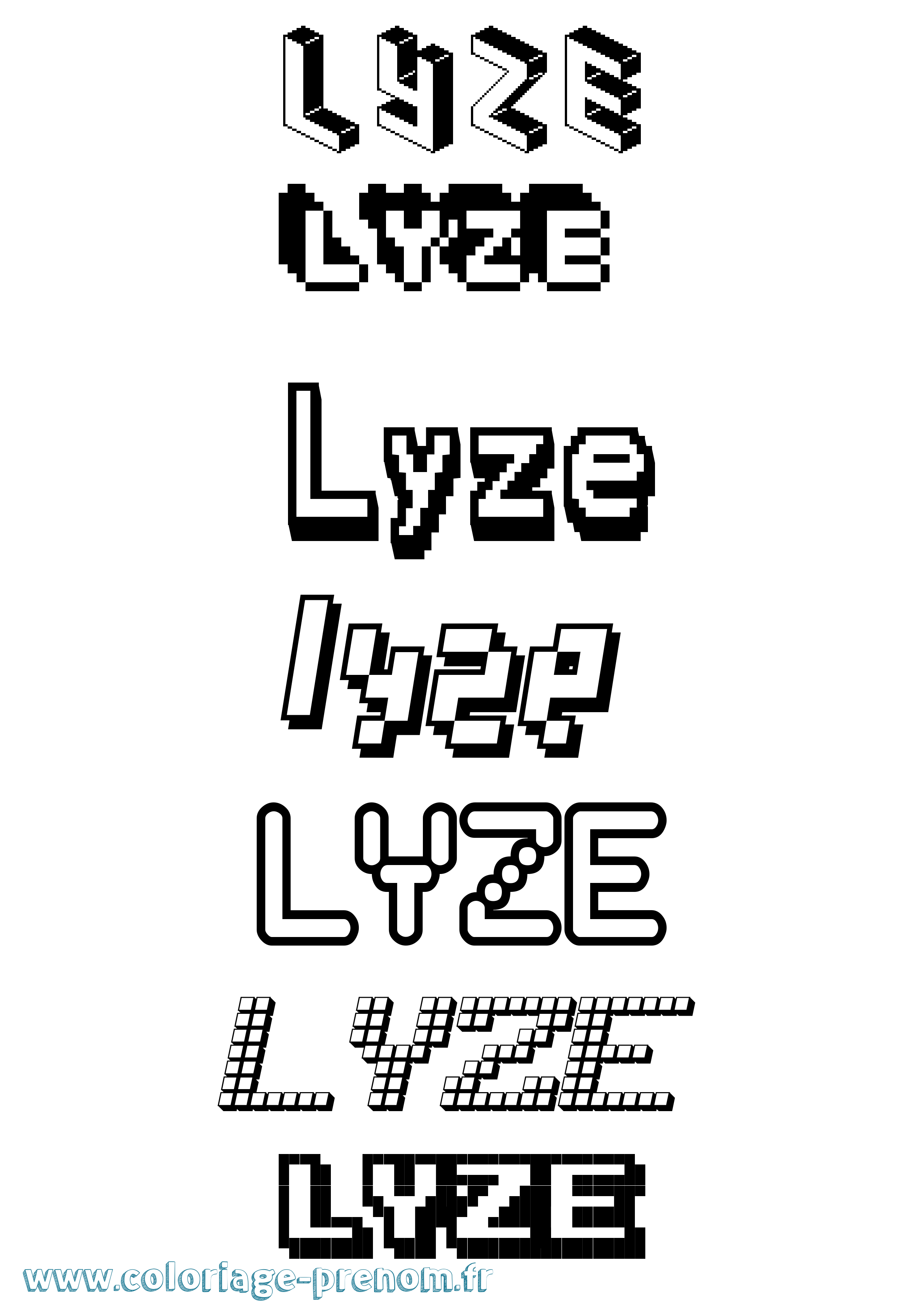 Coloriage Lyze Pixel Coloriage prénom Lyze Pixel