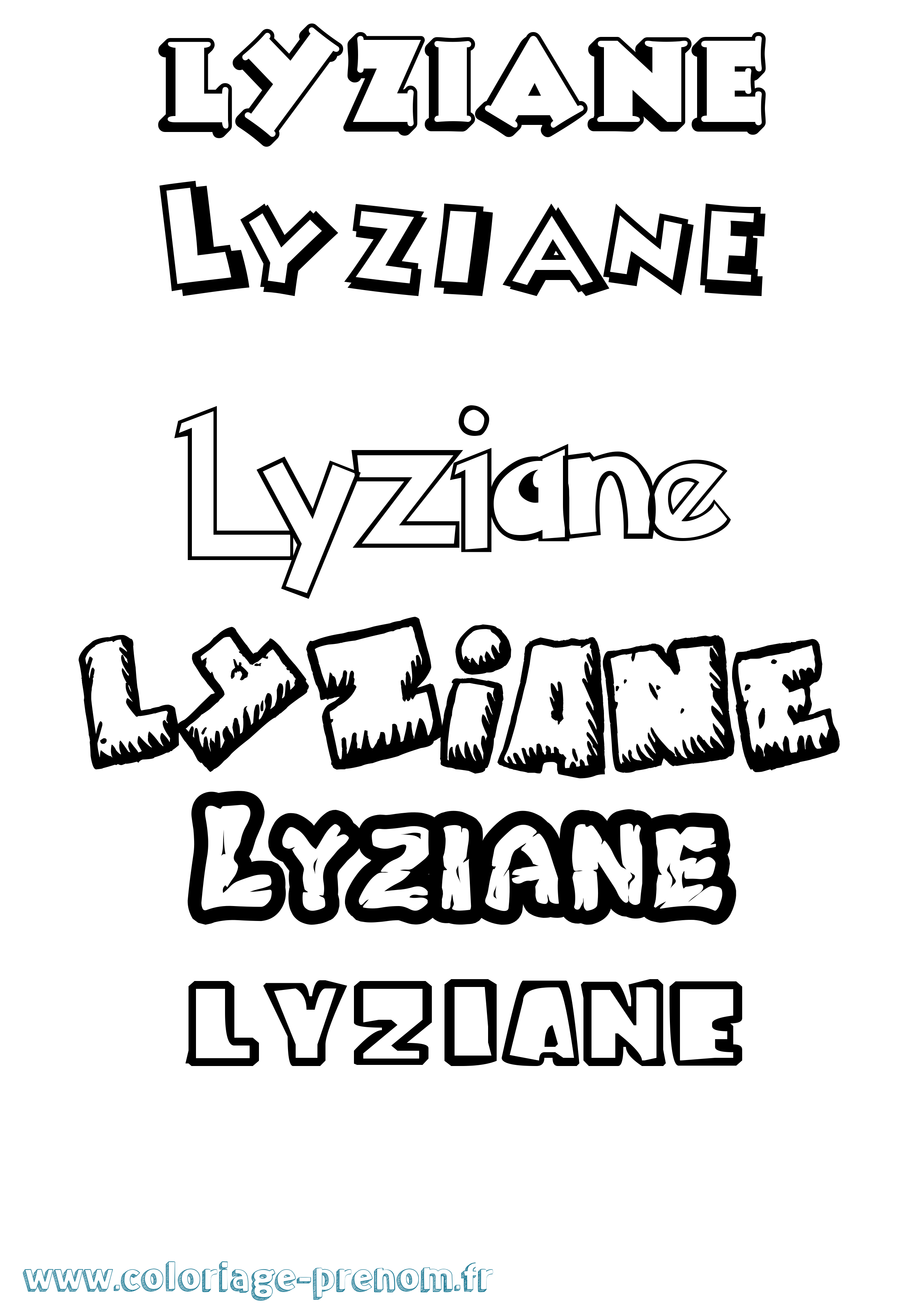 Coloriage Lyziane Dessin Animé Coloriage prénom Lyziane Dessin Animé