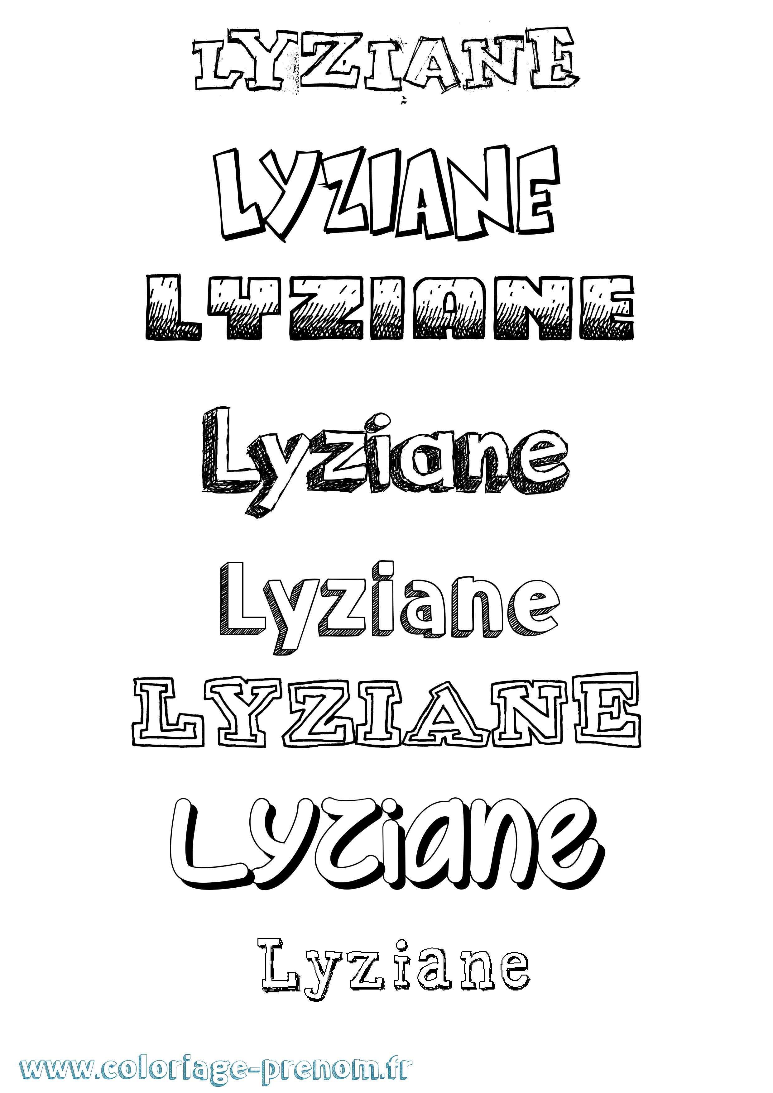 Coloriage Lyziane Dessiné Coloriage prénom Lyziane Dessiné