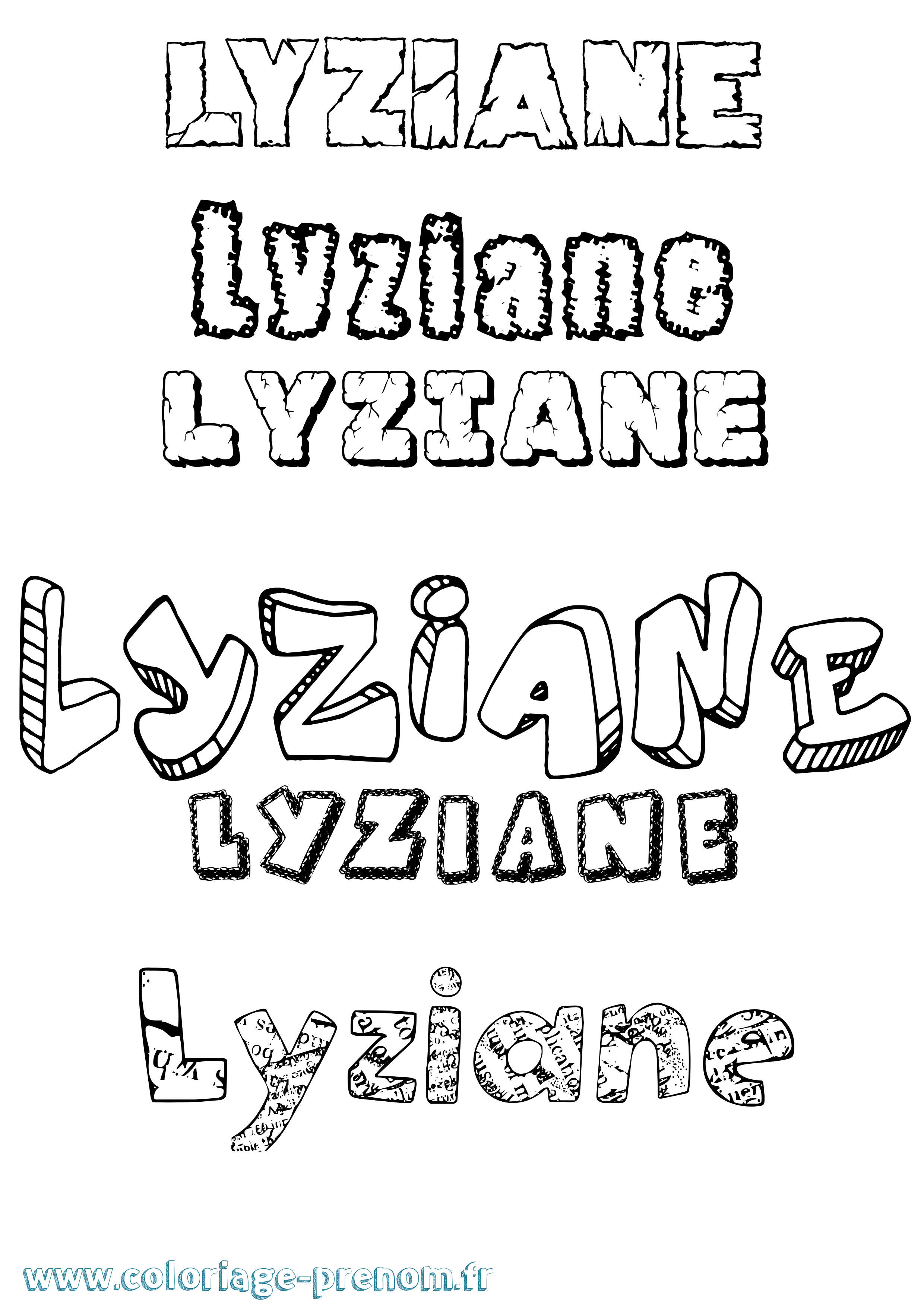 Coloriage Lyziane Destructuré Coloriage prénom Lyziane Destructuré