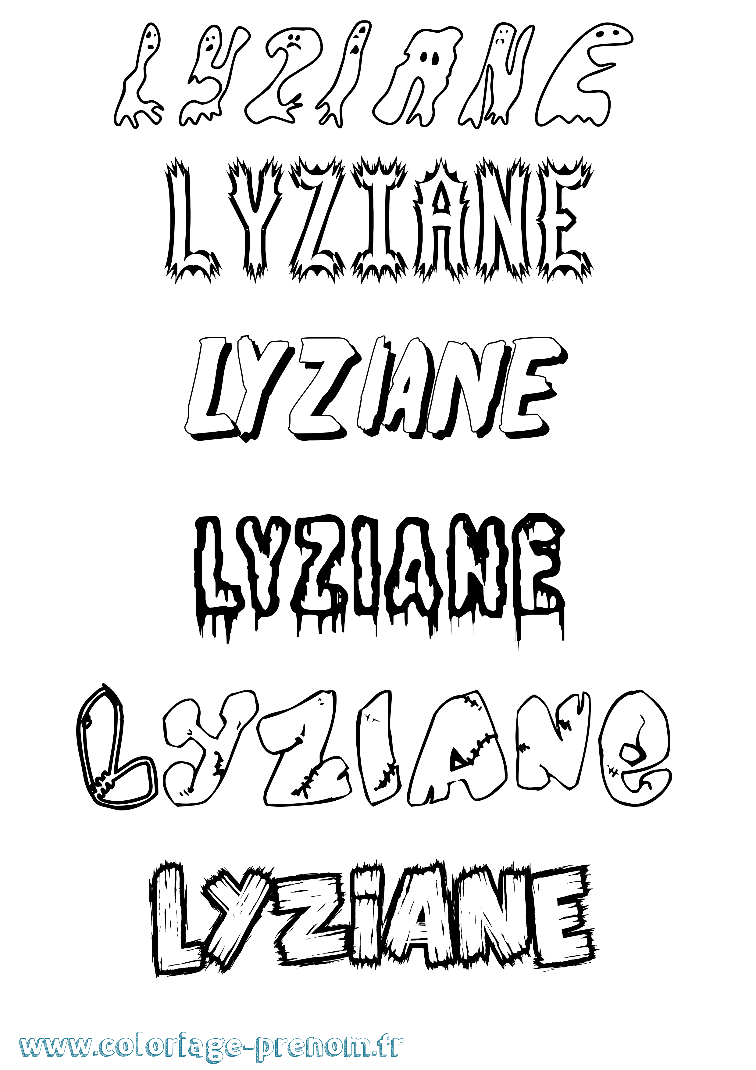 Coloriage Lyziane Frisson Coloriage prénom Lyziane Frisson