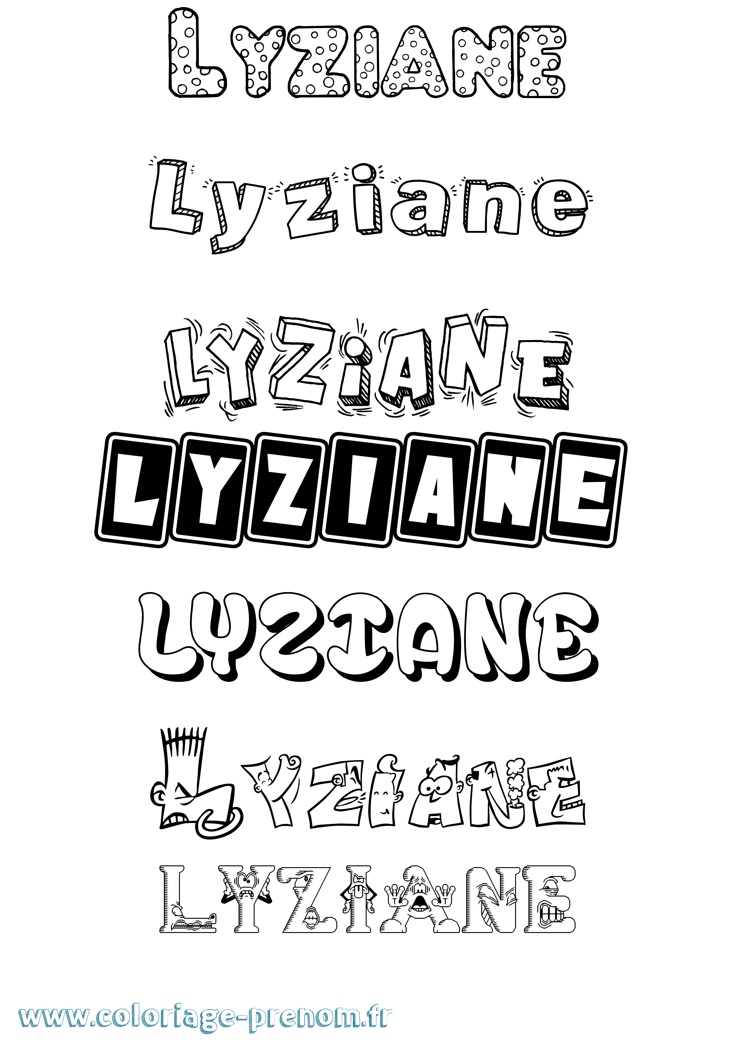 Coloriage Lyziane Fun Coloriage prénom Lyziane Fun