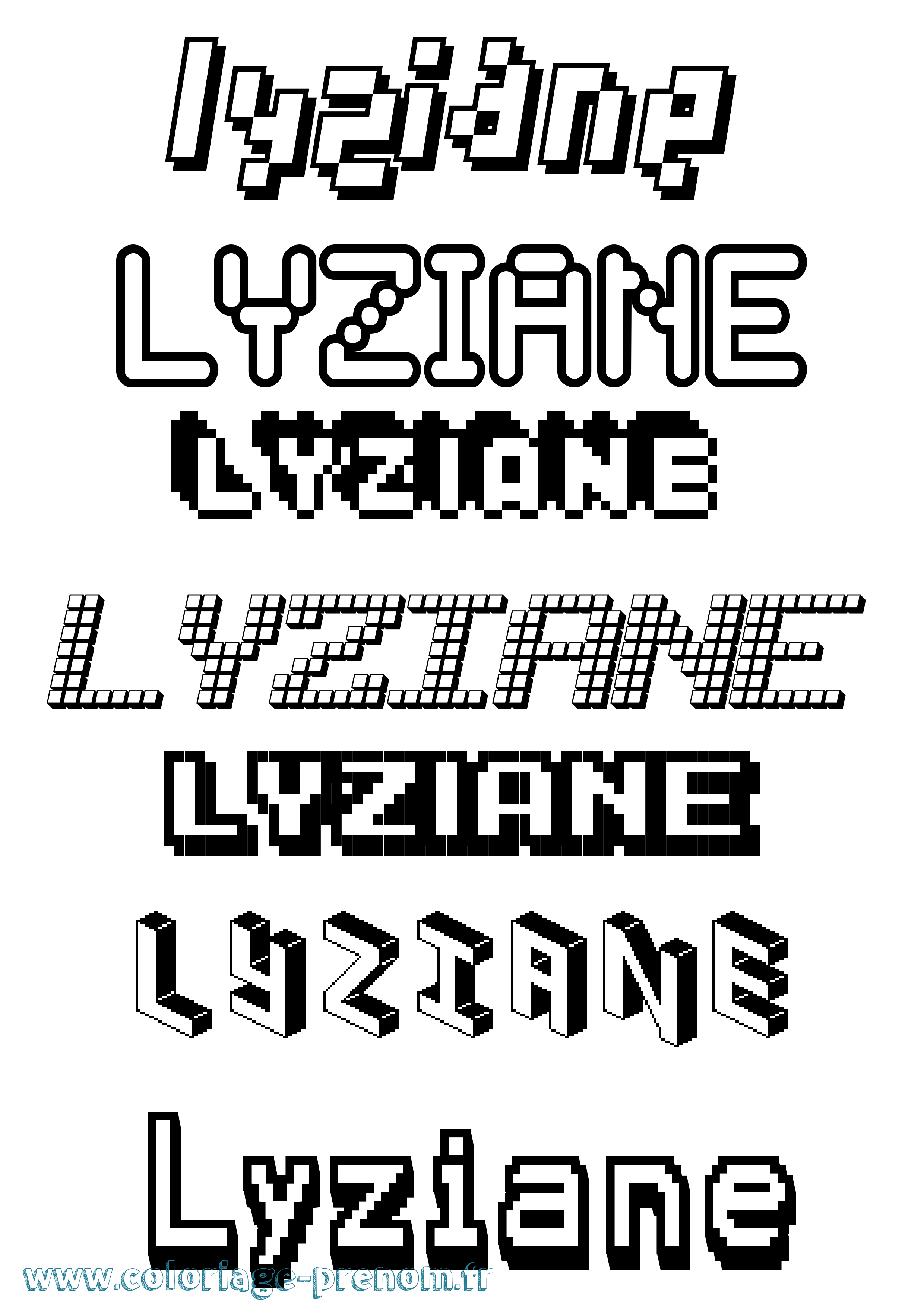 Coloriage Lyziane Pixel Coloriage prénom Lyziane Pixel