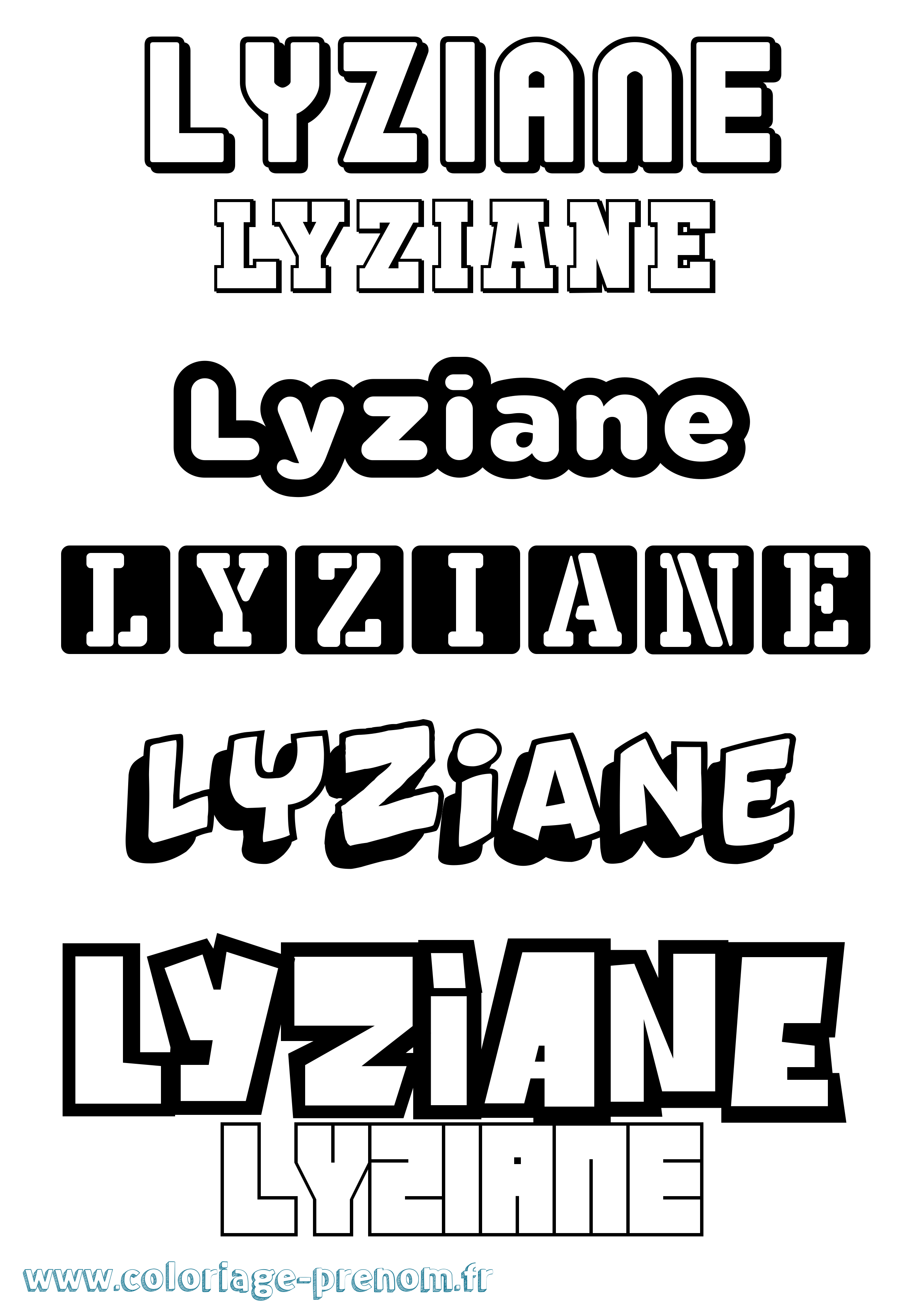 Coloriage Lyziane Simple Coloriage prénom Lyziane Simple