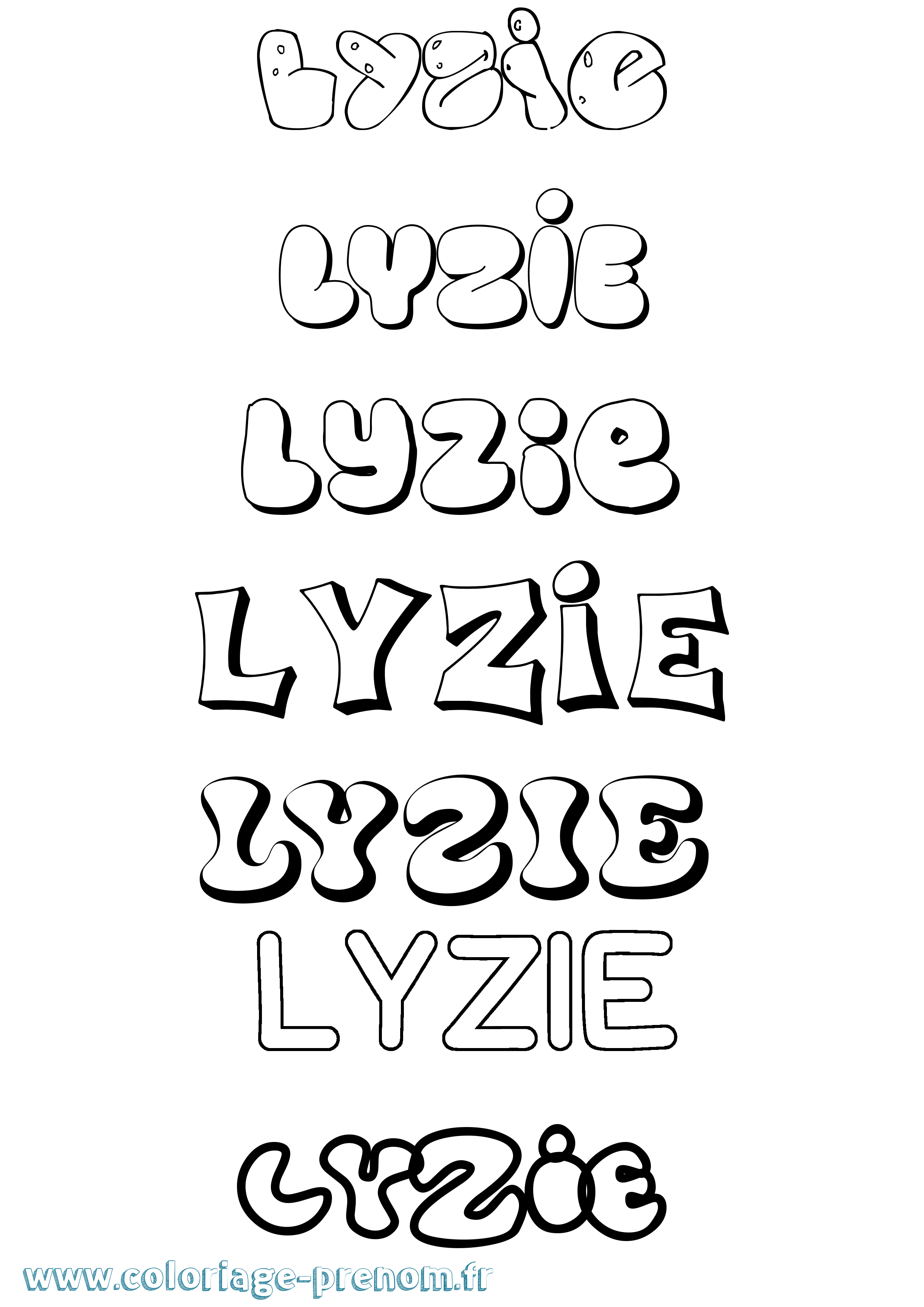 Coloriage Lyzie Bubble Coloriage prénom Lyzie Bubble