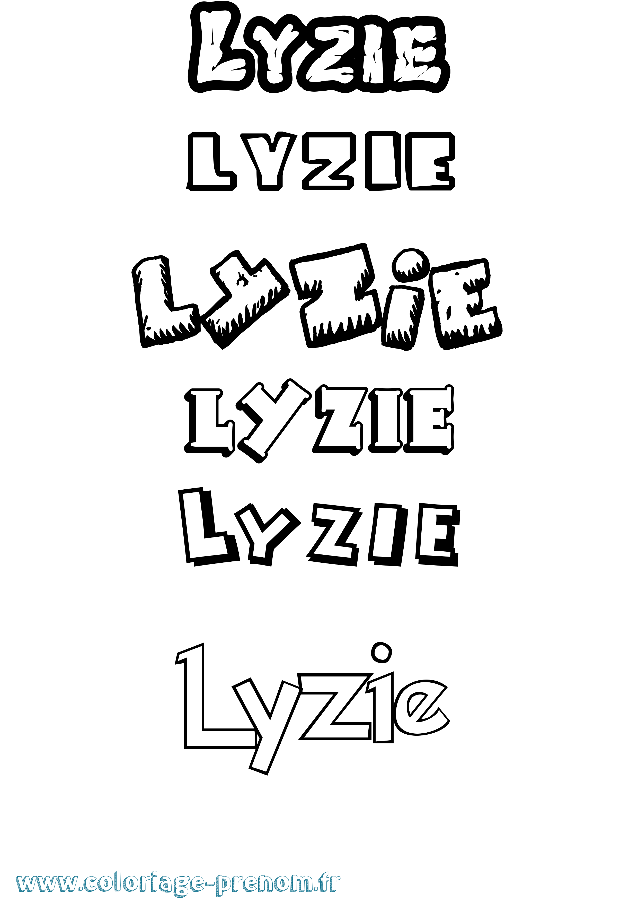 Coloriage Lyzie Dessin Animé Coloriage prénom Lyzie Dessin Animé