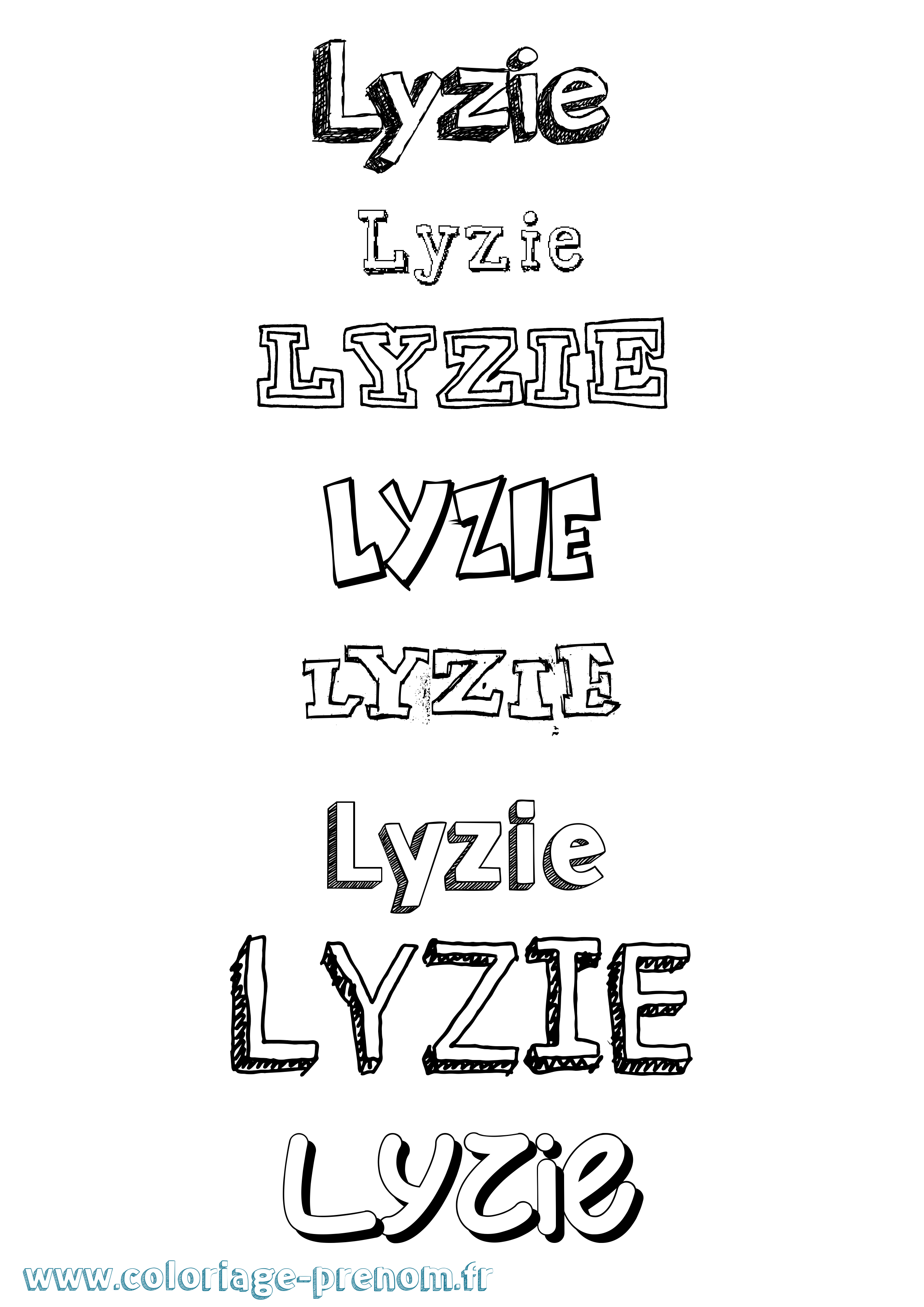 Coloriage Lyzie Dessiné Coloriage prénom Lyzie Dessiné