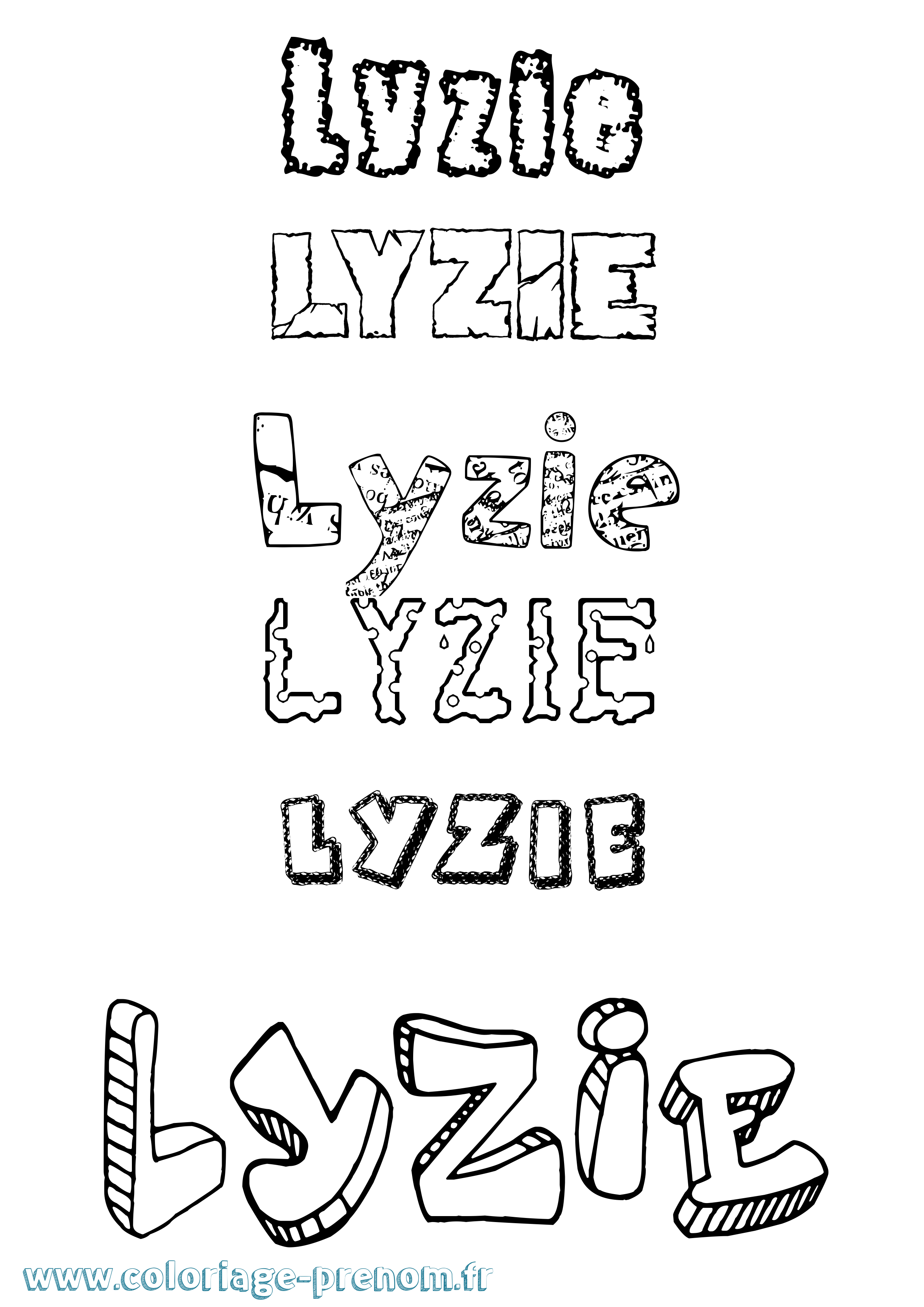 Coloriage Lyzie Destructuré Coloriage prénom Lyzie Destructuré
