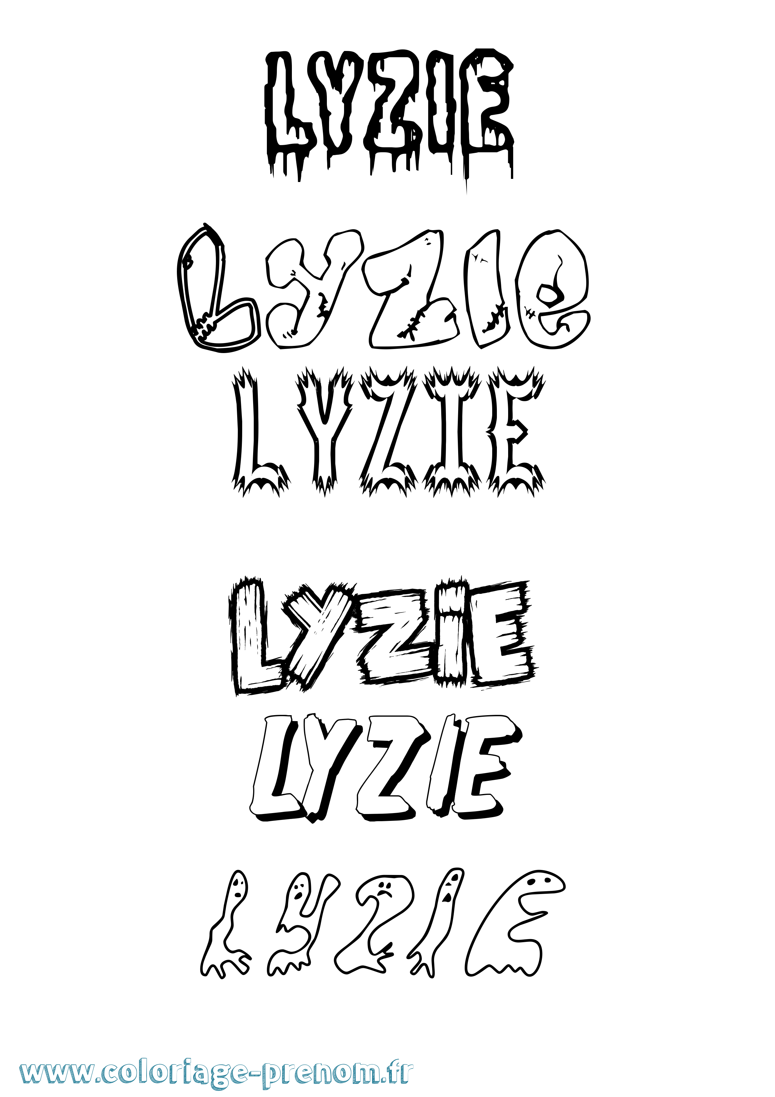 Coloriage Lyzie Frisson Coloriage prénom Lyzie Frisson