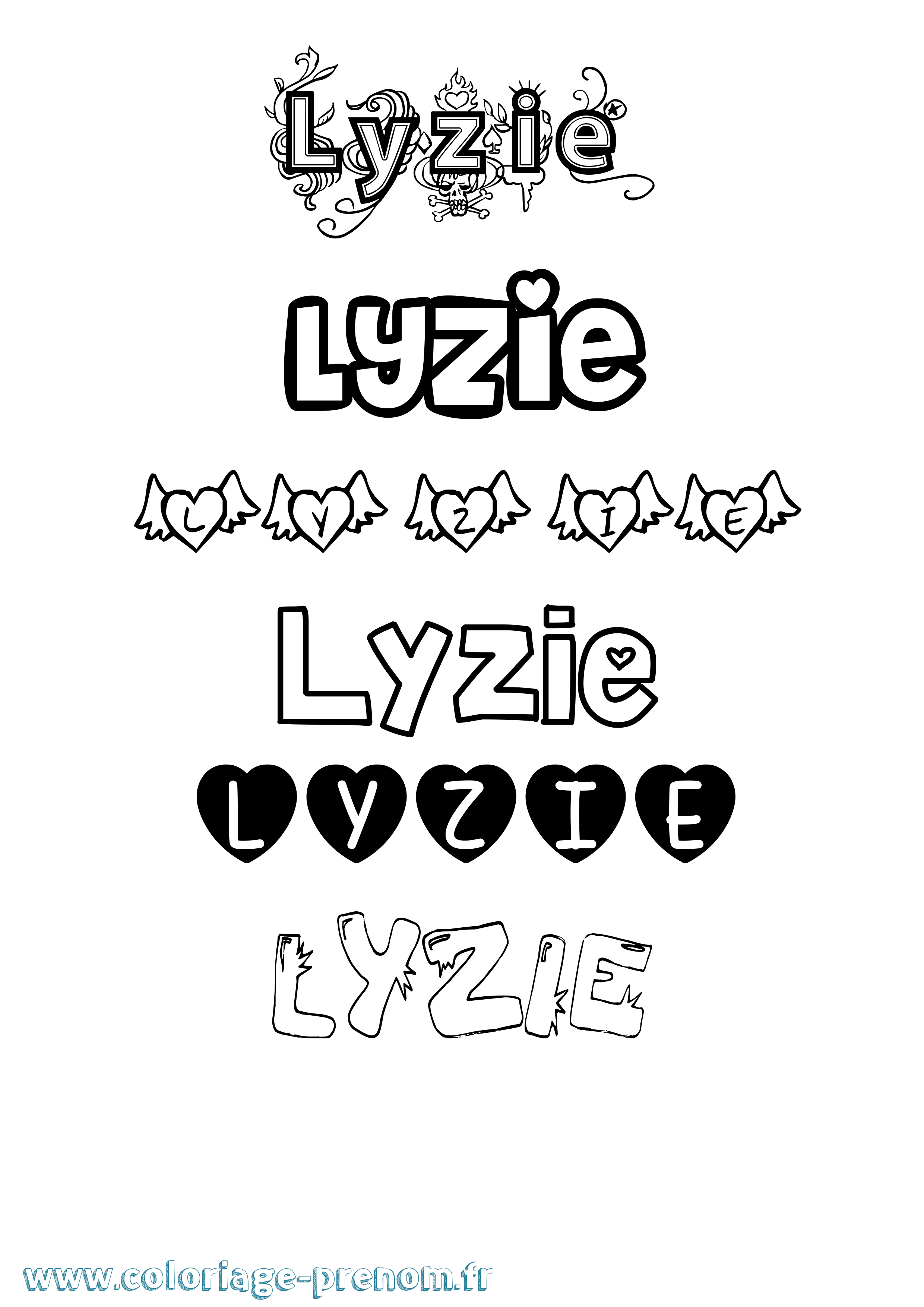 Coloriage Lyzie Girly Coloriage prénom Lyzie Girly