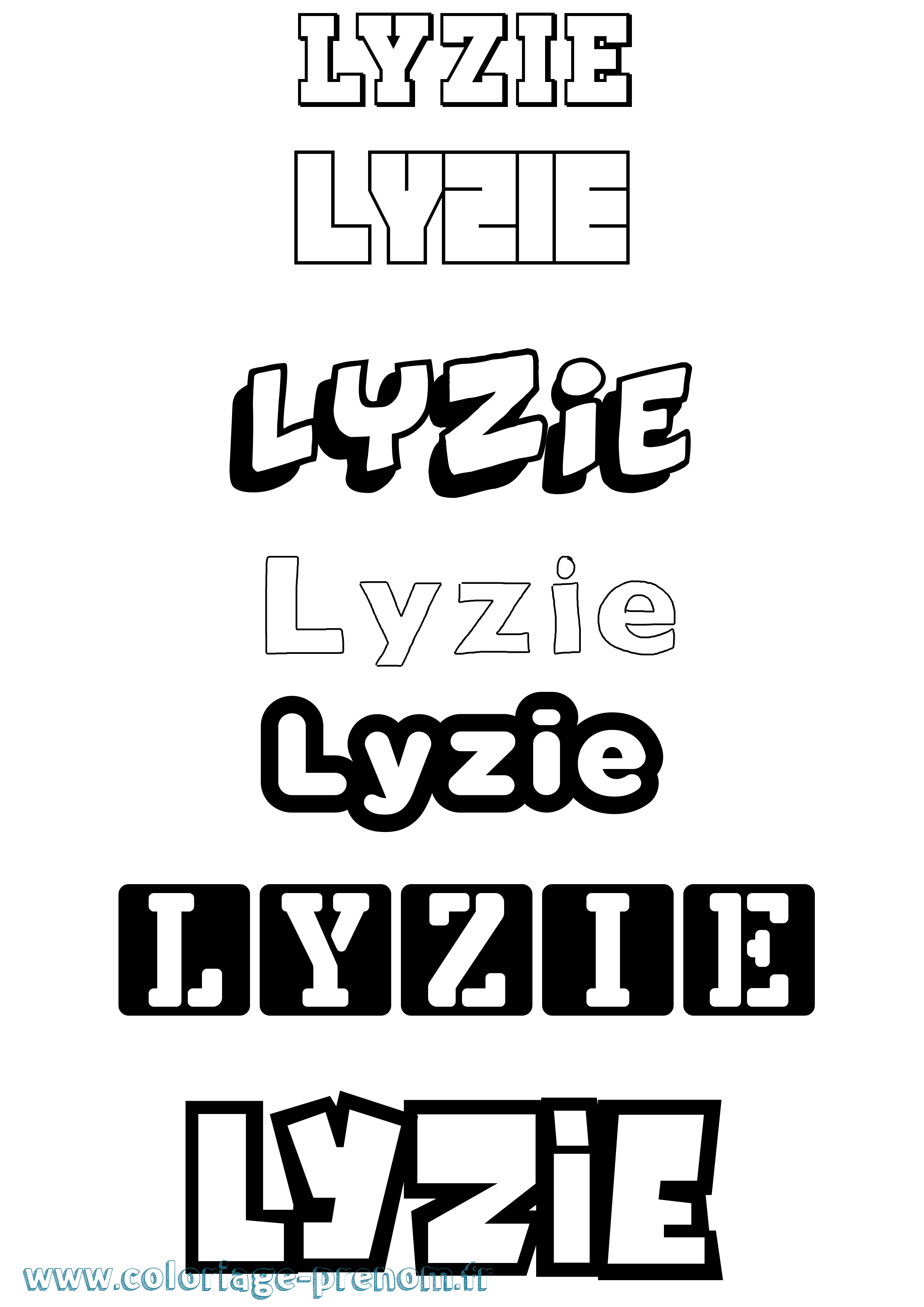Coloriage Lyzie Simple Coloriage prénom Lyzie Simple