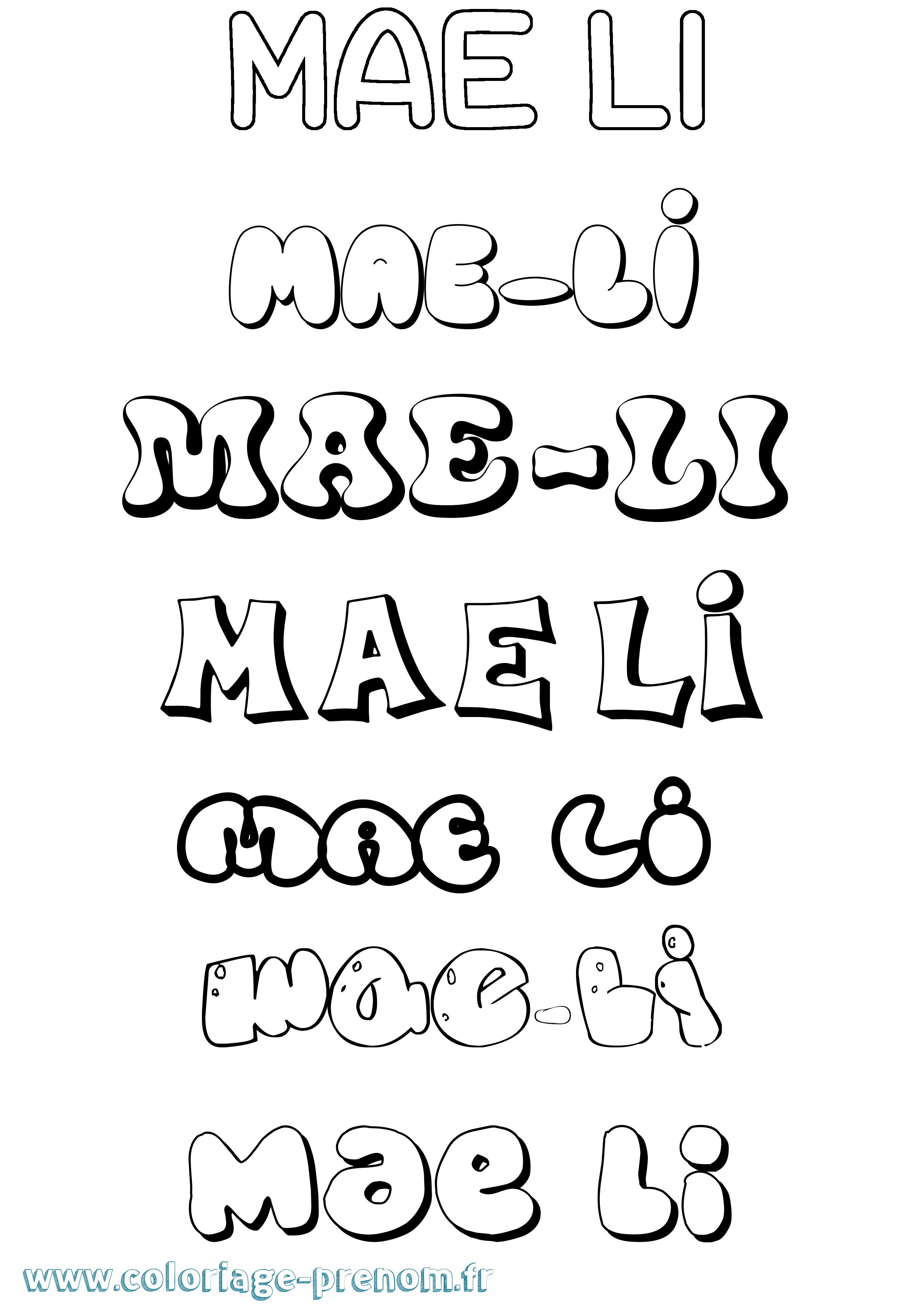 Coloriage Mae-Li Bubble Coloriage prénom Mae-Li Bubble