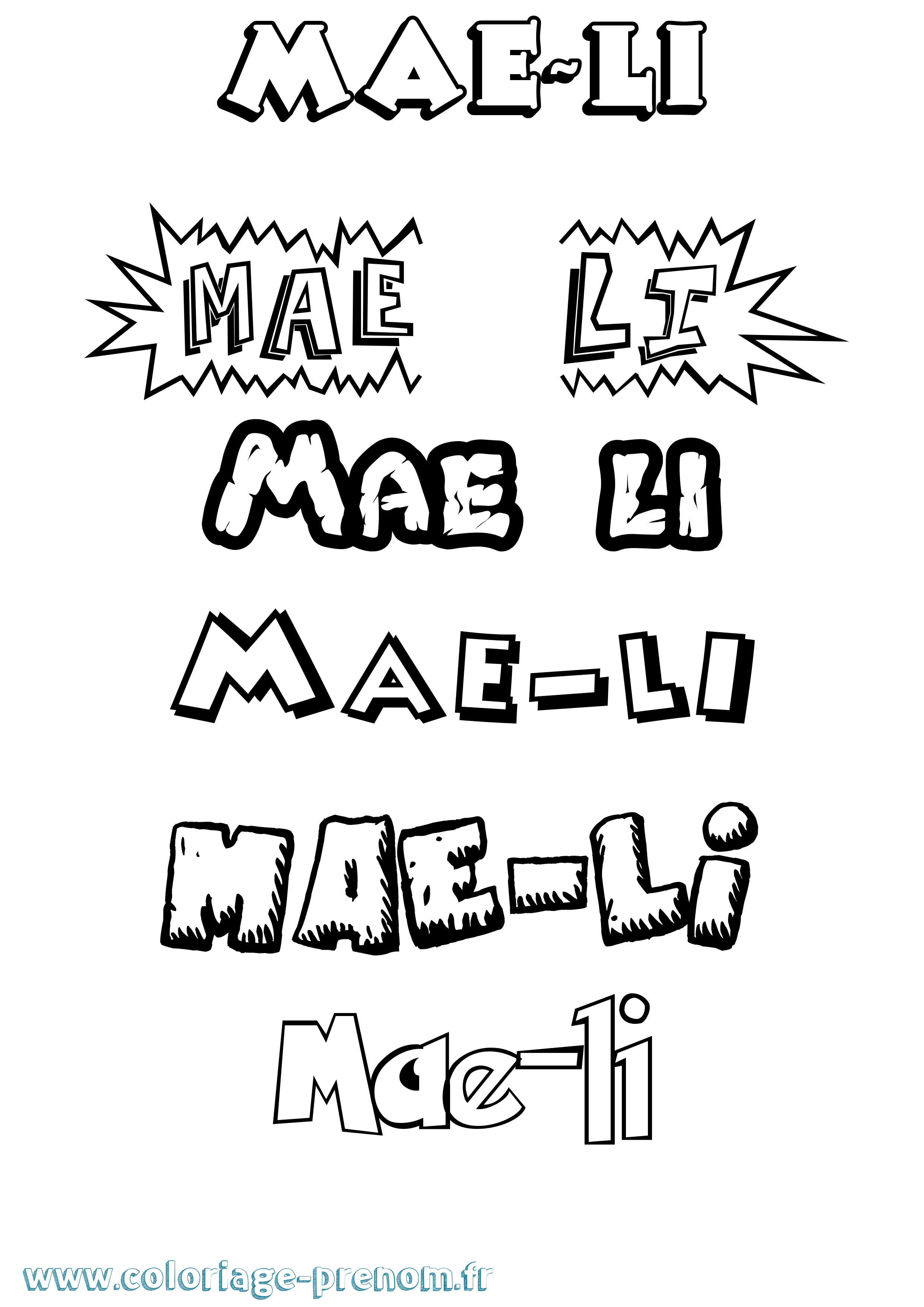Coloriage Mae-Li Dessin Animé Coloriage prénom Mae-Li Dessin Animé