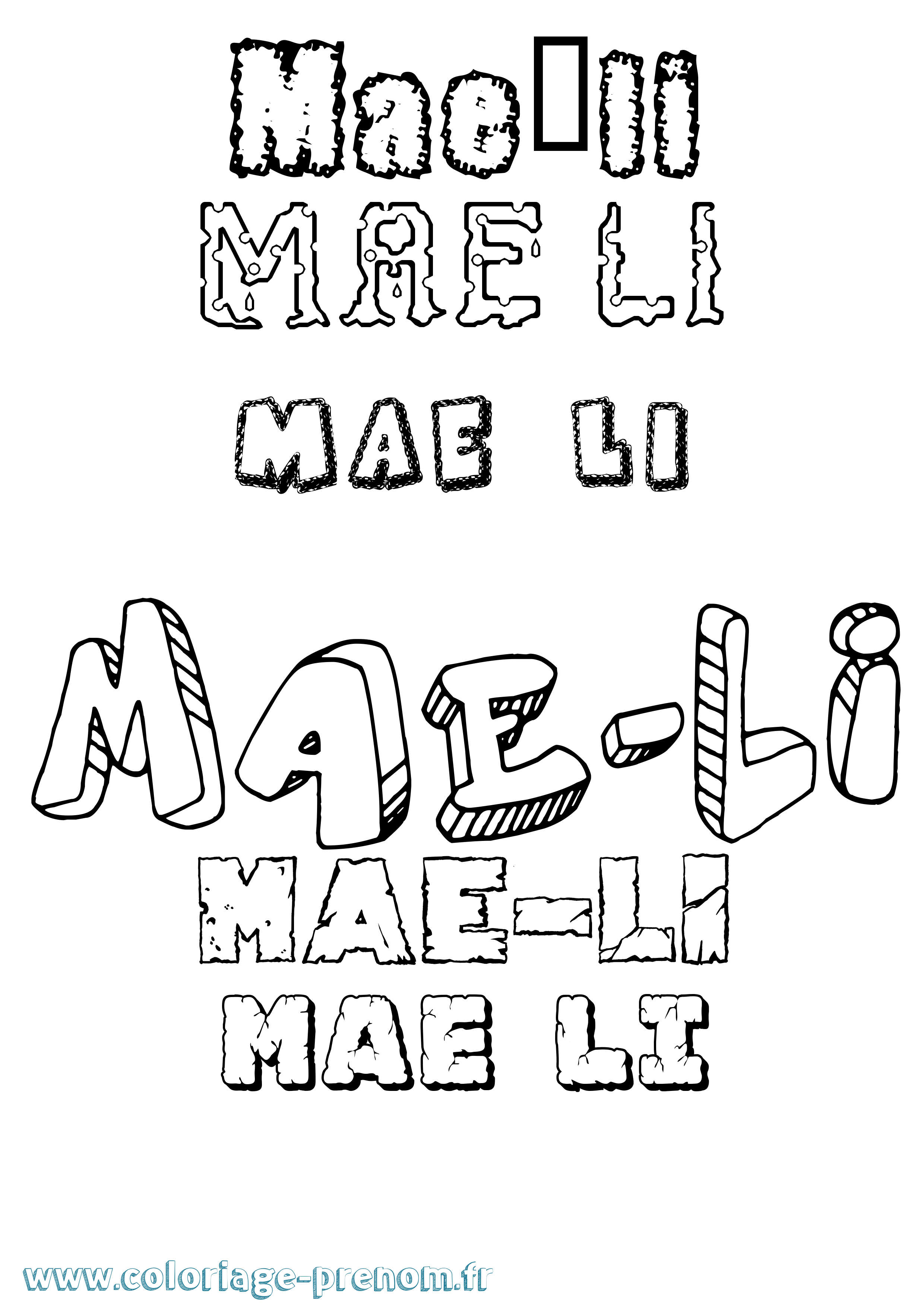 Coloriage Mae-Li Destructuré Coloriage prénom Mae-Li Destructuré