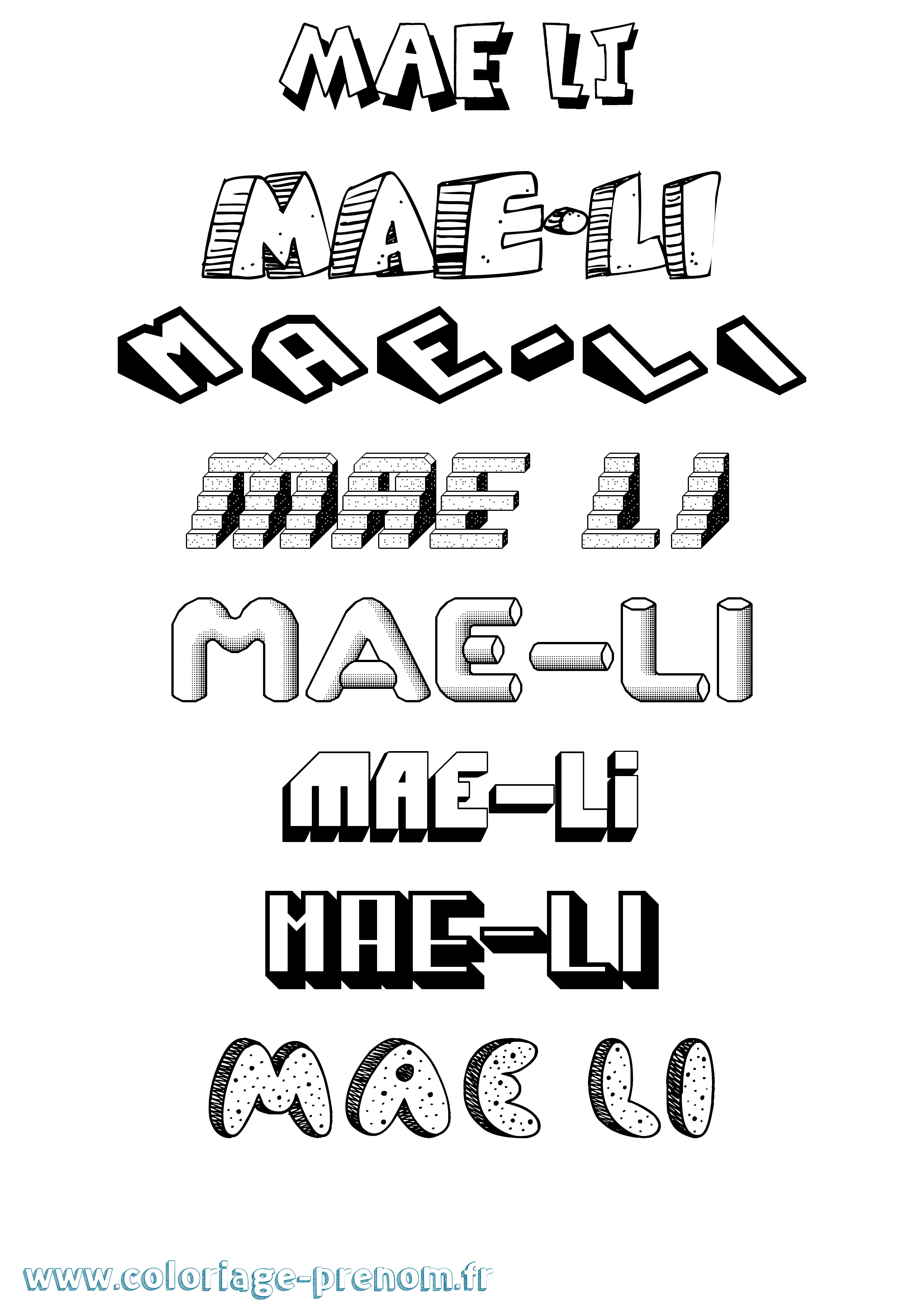 Coloriage Mae-Li Effet 3D Coloriage prénom Mae-Li Effet 3D