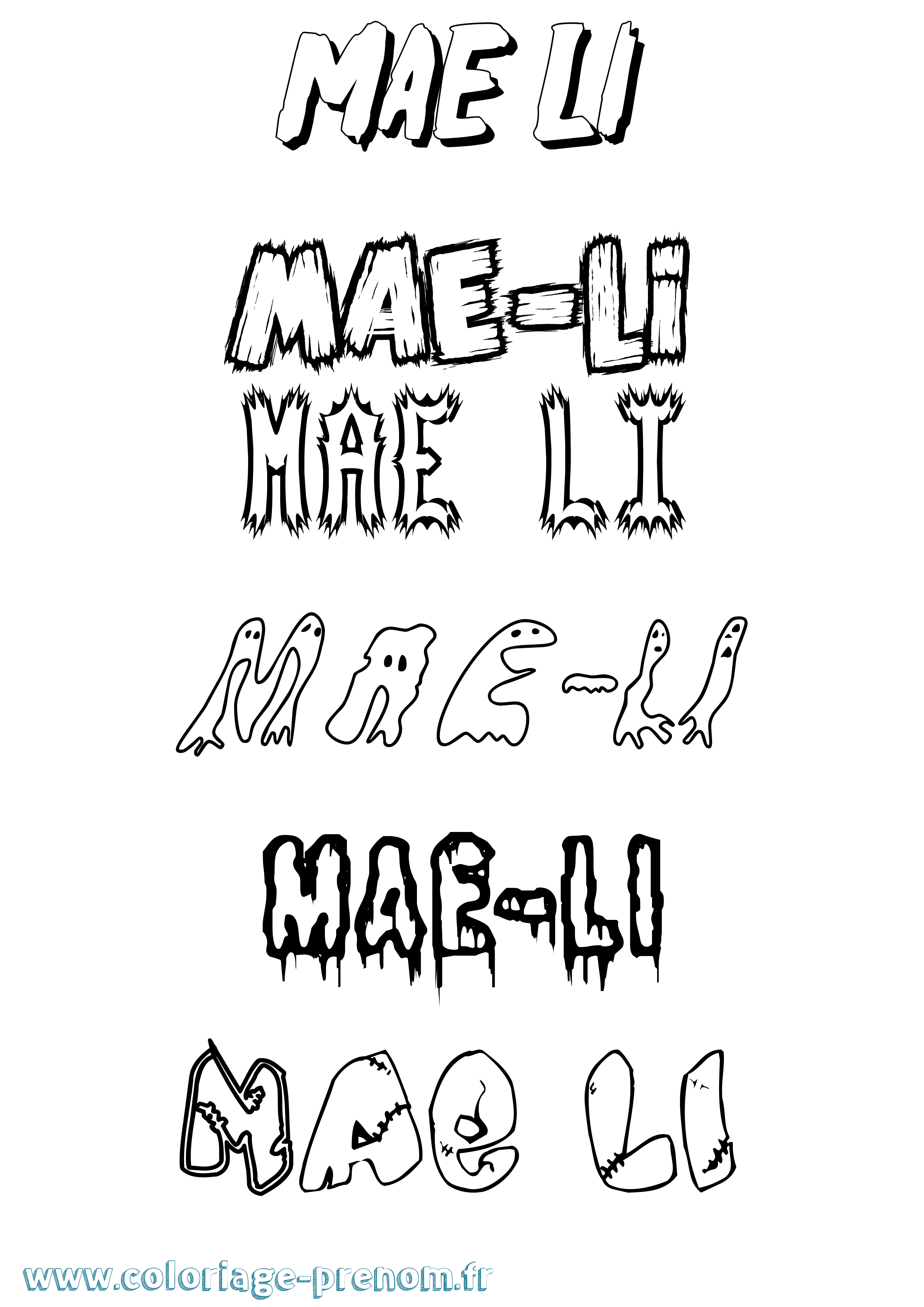 Coloriage Mae-Li Frisson Coloriage prénom Mae-Li Frisson