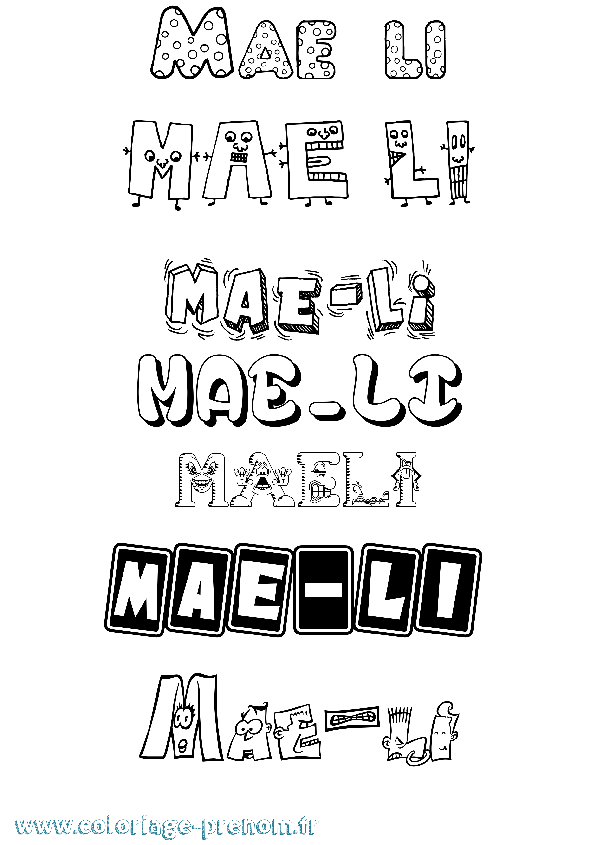 Coloriage Mae-Li Fun Coloriage prénom Mae-Li Fun