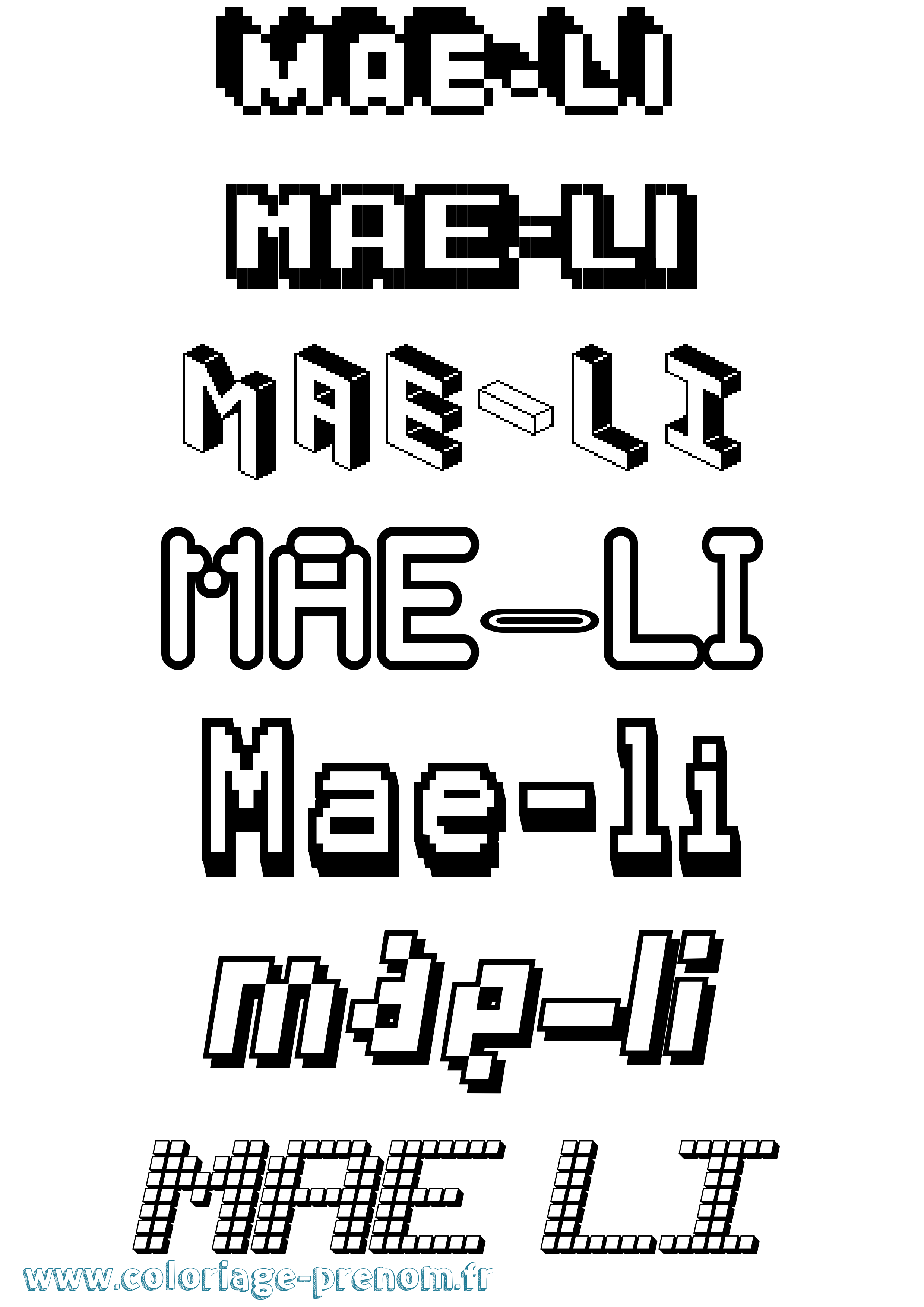 Coloriage Mae-Li Pixel Coloriage prénom Mae-Li Pixel