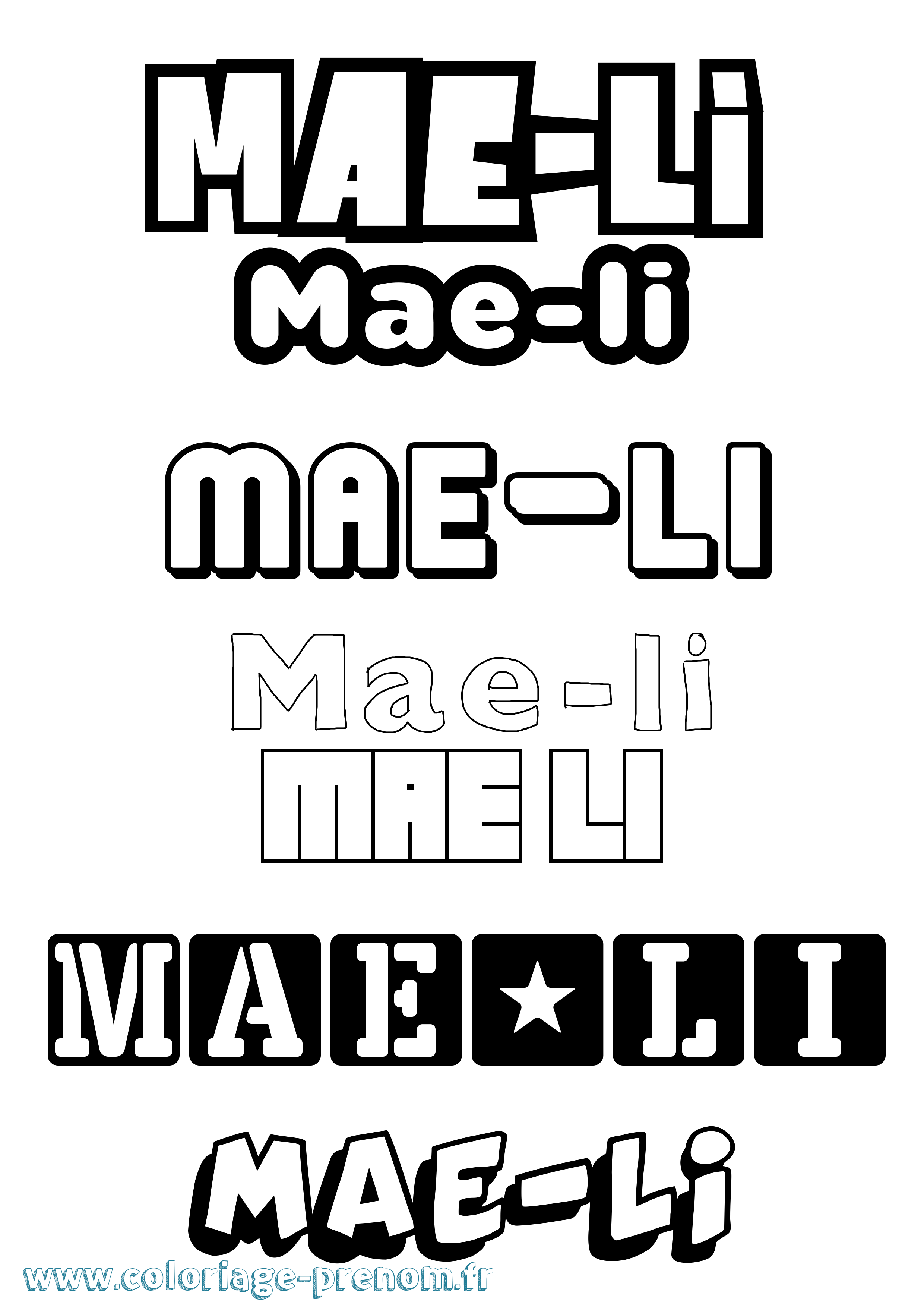 Coloriage Mae-Li Simple Coloriage prénom Mae-Li Simple