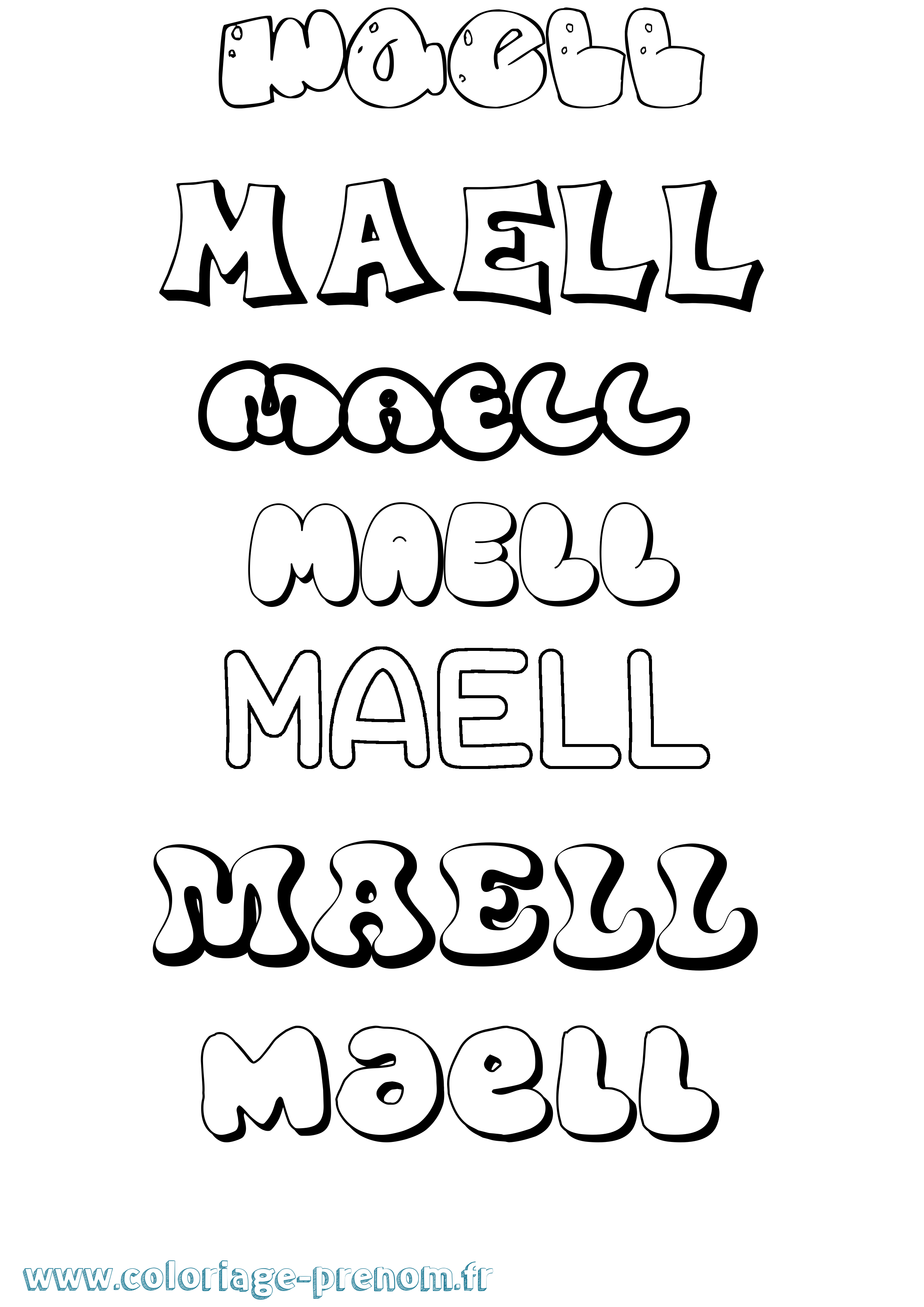 Coloriage Maell Bubble Coloriage prénom Maell Bubble