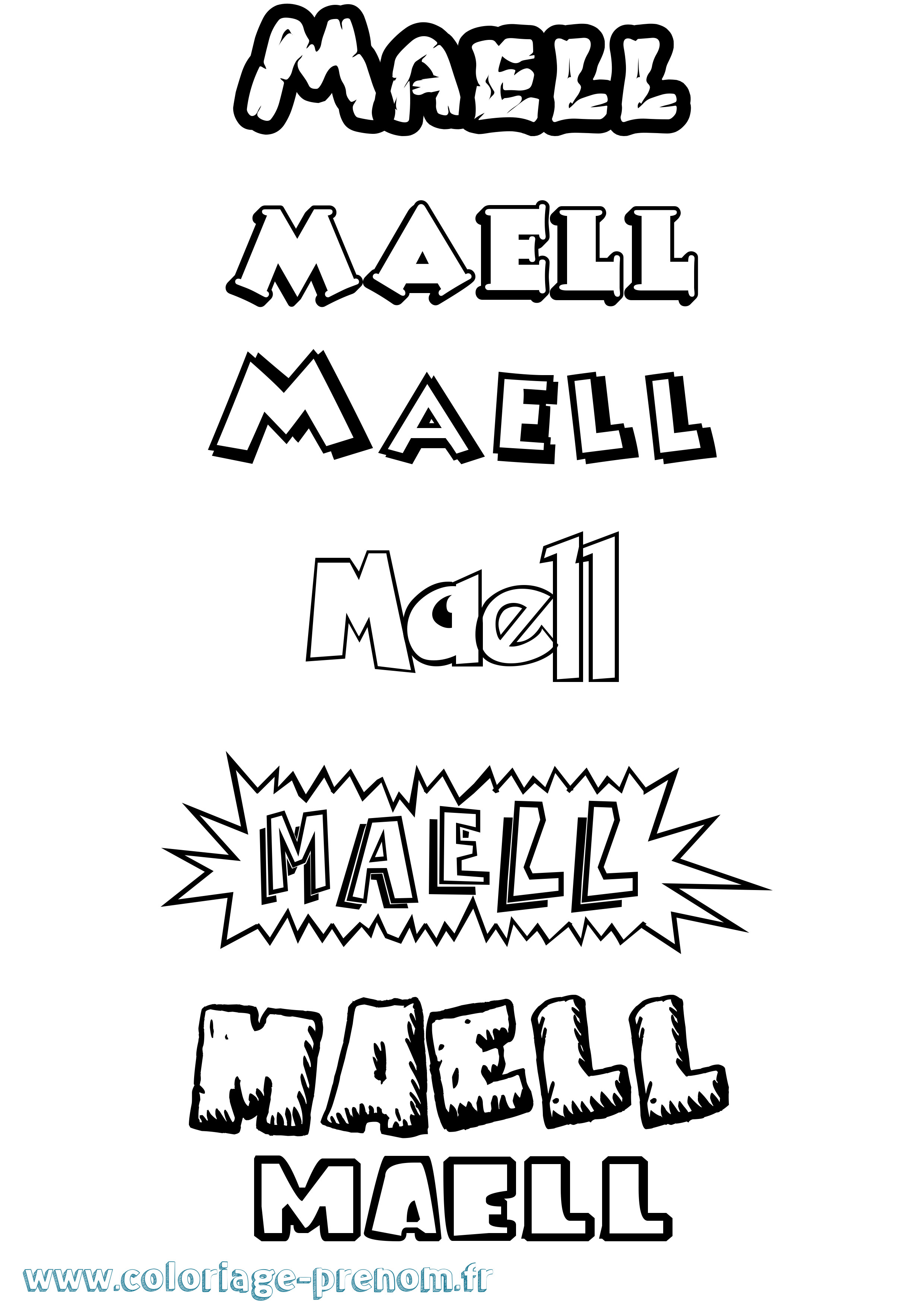 Coloriage Maell Dessin Animé Coloriage prénom Maell Dessin Animé
