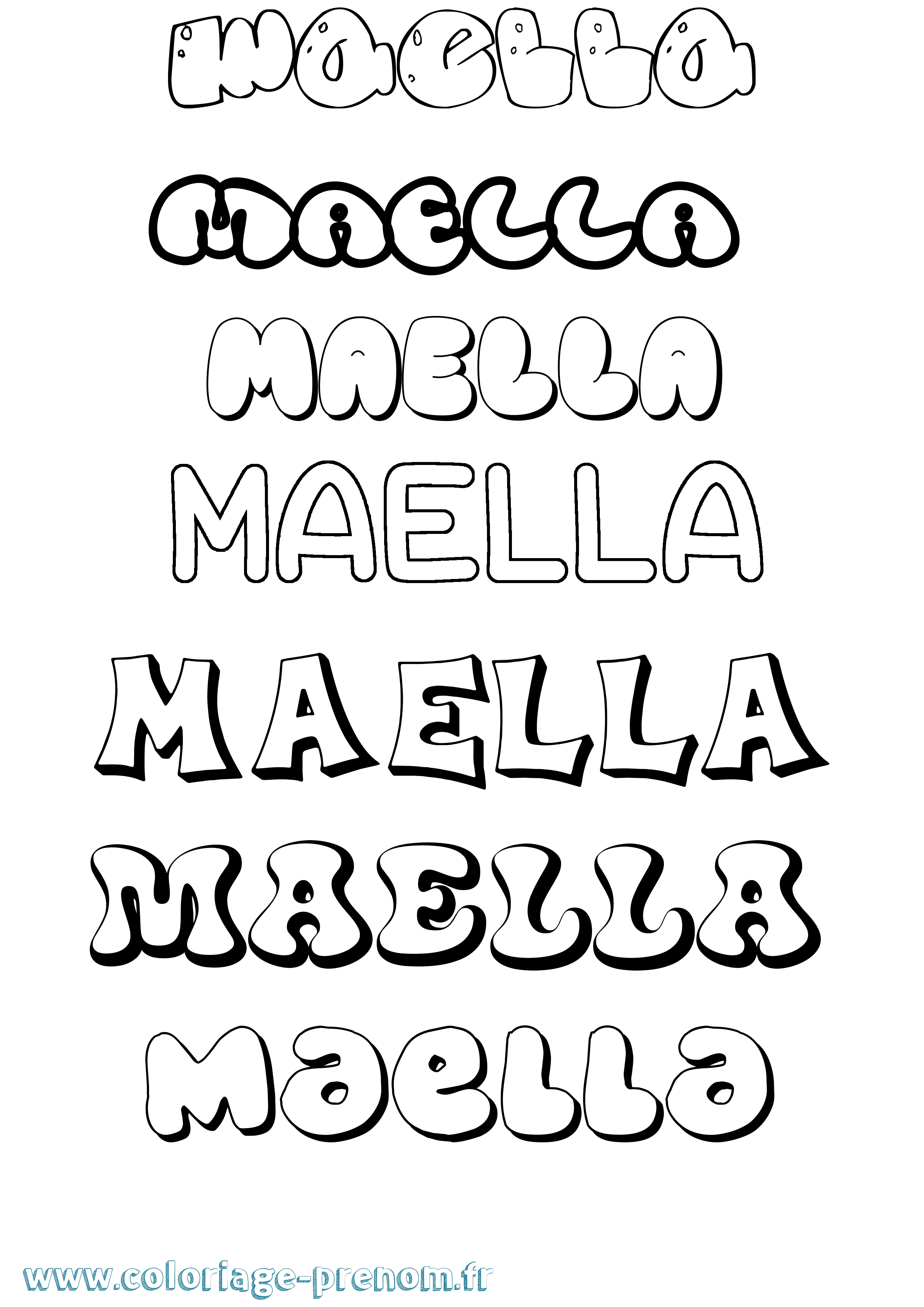Coloriage Maella Bubble Coloriage prénom Maella Bubble