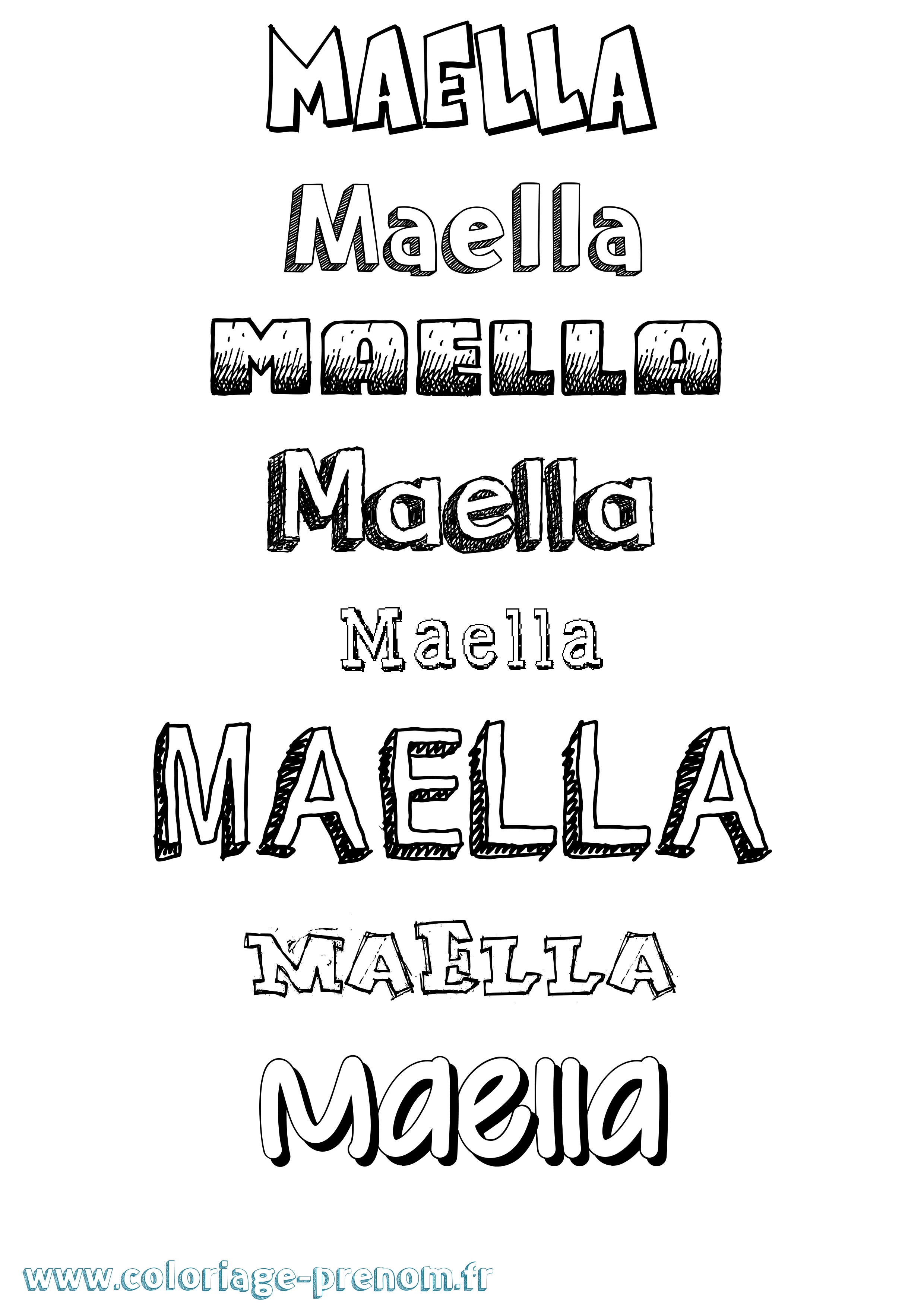 Coloriage Maella Dessiné Coloriage prénom Maella Dessiné