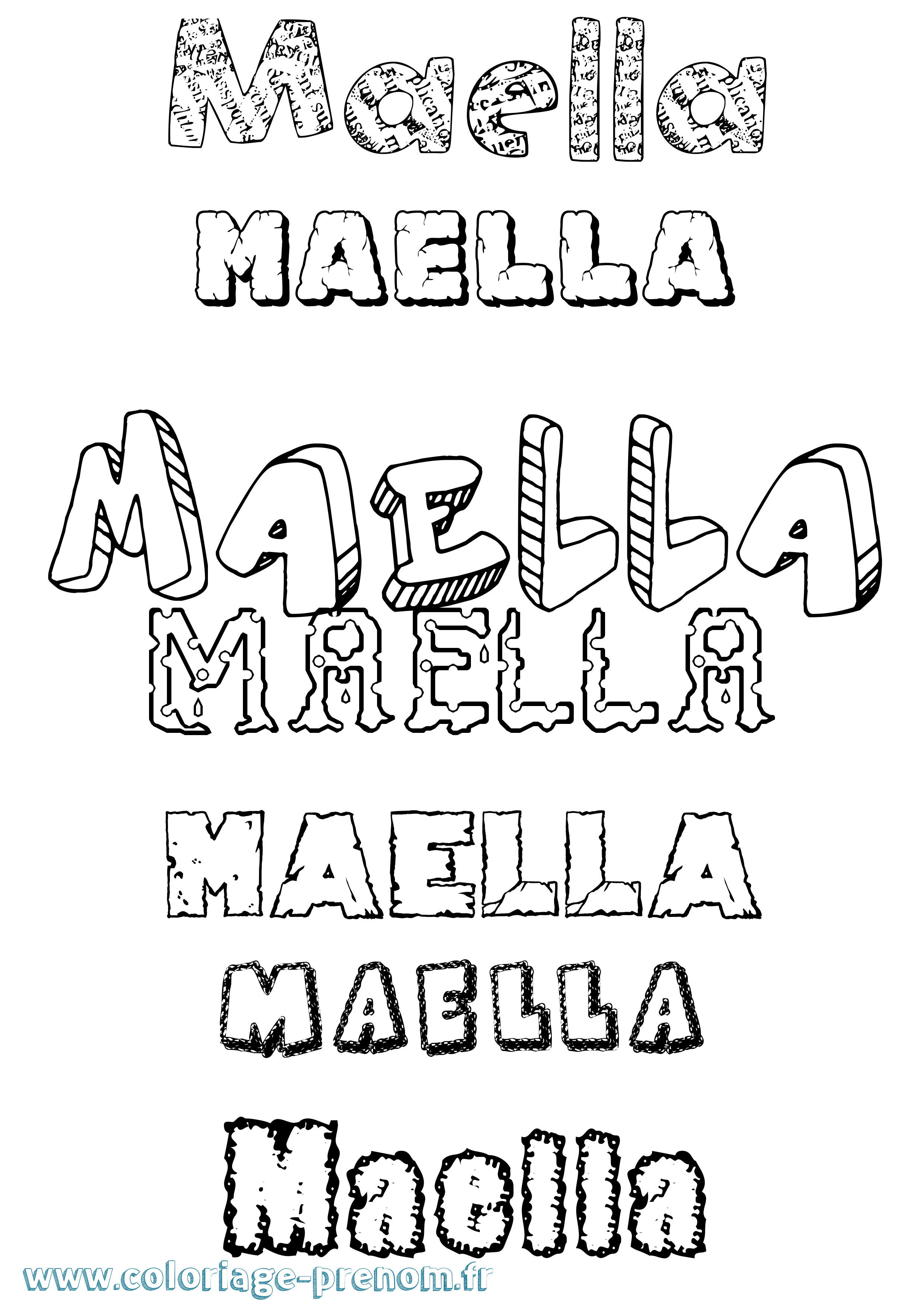 Coloriage Maella Destructuré Coloriage prénom Maella Destructuré