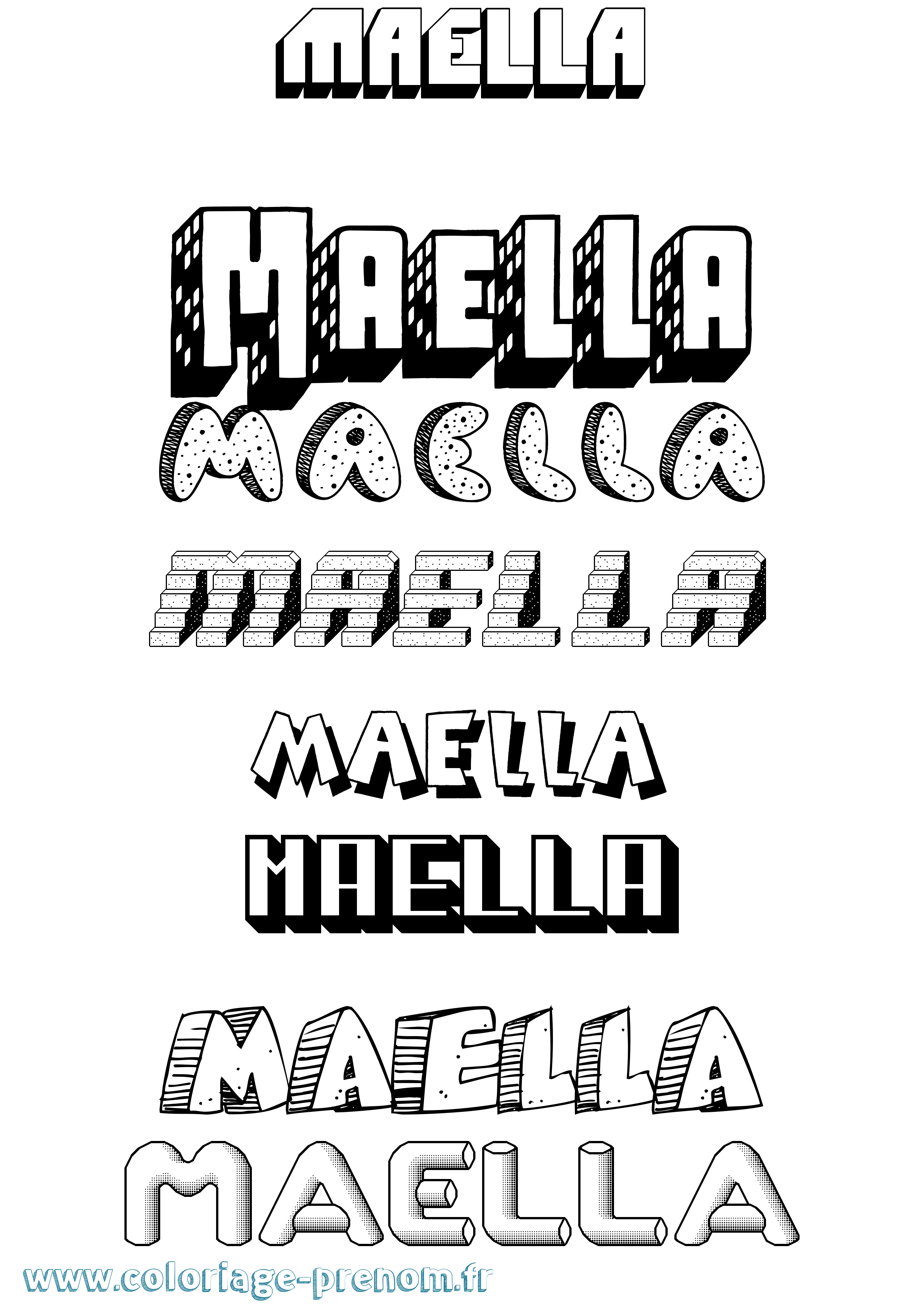 Coloriage Maella Effet 3D Coloriage prénom Maella Effet 3D
